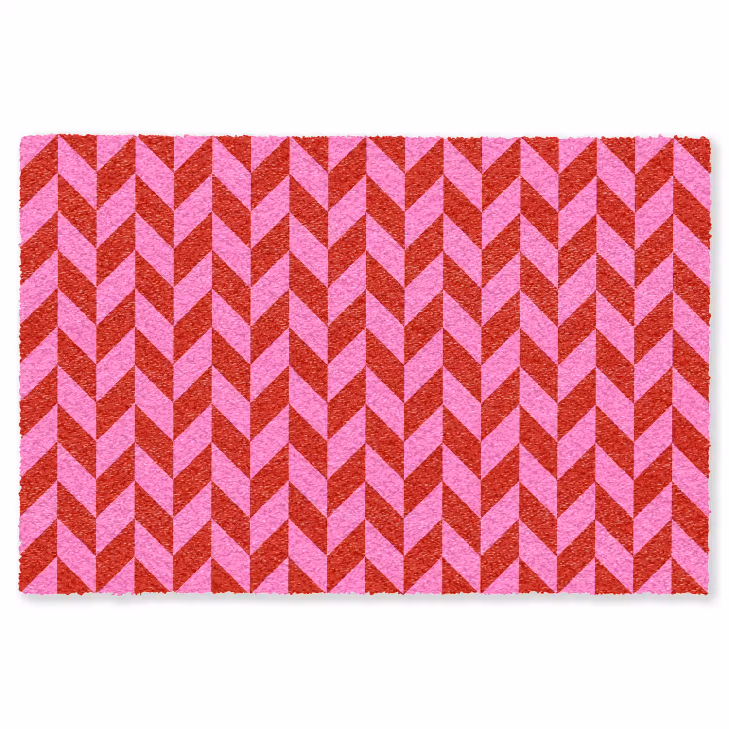 Patroon - Zigzag - Rood Vloerkleed Rechthoek klein -3d