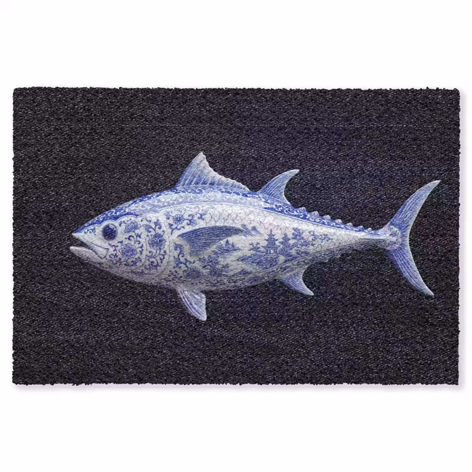 Porselein - Tonijn - Delfts - Blauw Vloerkleed Rechthoek klein -3d