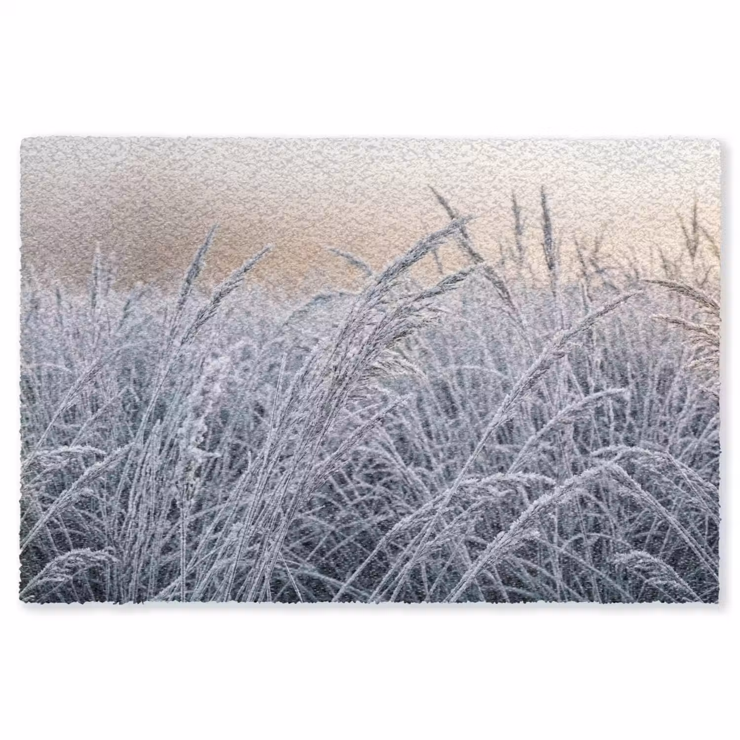 Rijp - Gras - Kristallen - Winter - Minimalistisch Vloerkleed Rechthoek klein -3d