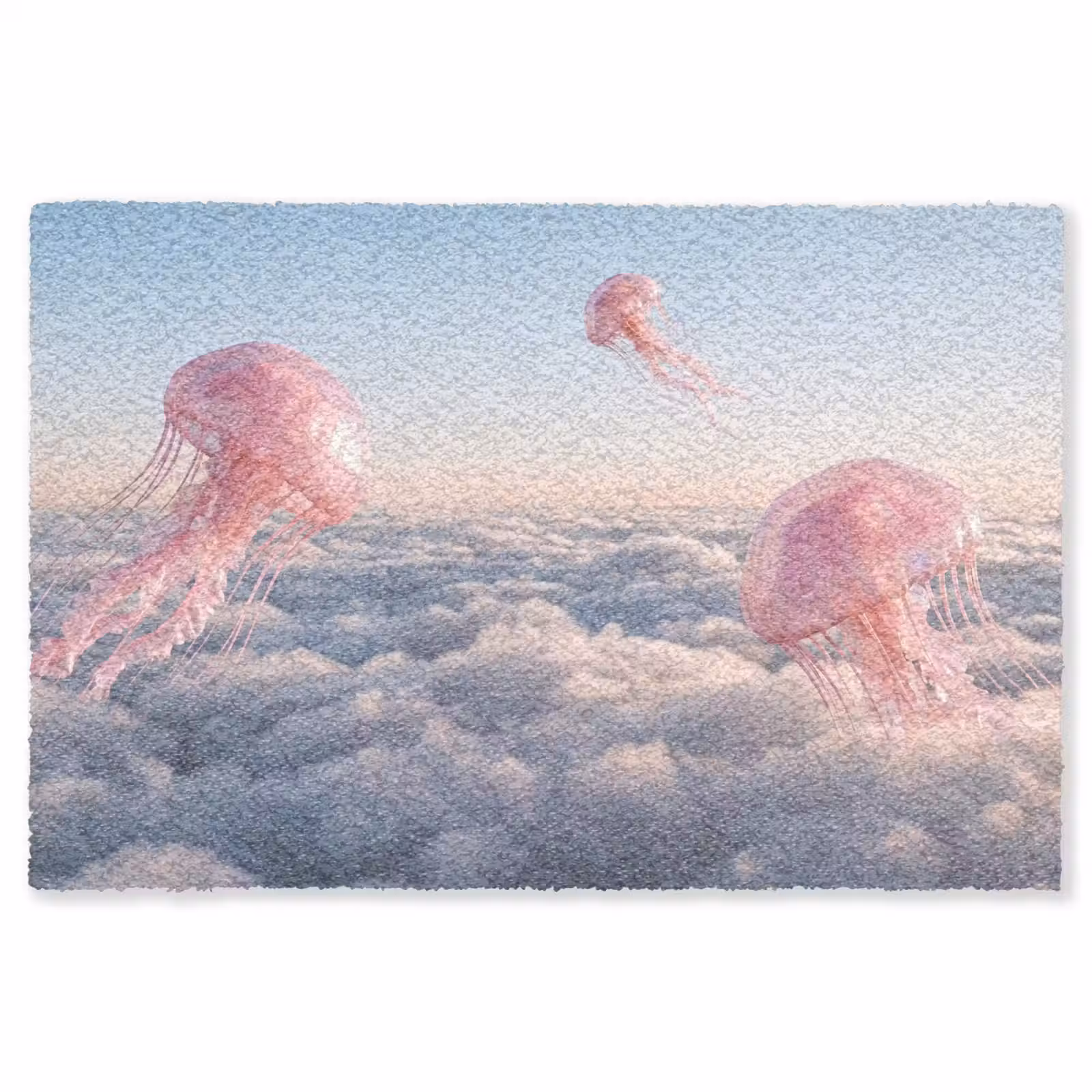 Vloerkleed - Roze dier - Wolken - Roze dier - Wolken Vloerkleed Rechthoek klein