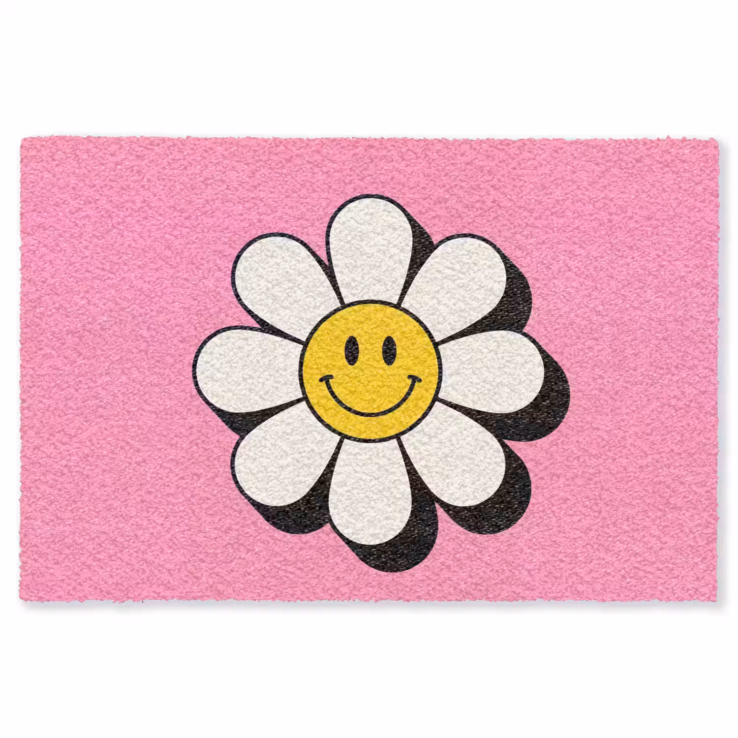 Smiley - Bloem - Roze Vloerkleed Rechthoek klein -3d