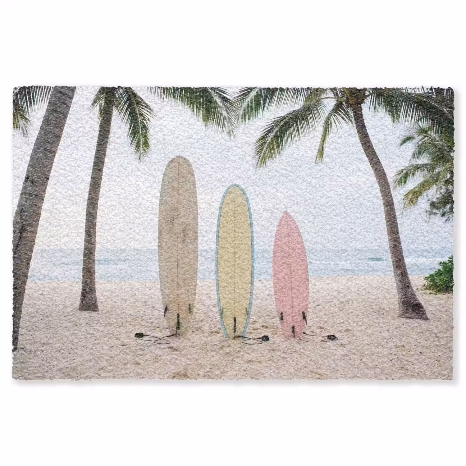 Surfboard - Palmbomen - Kleurrijk Vloerkleed Rechthoek klein -3d