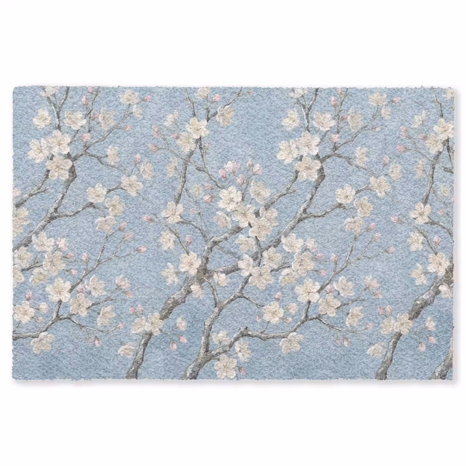 Takken - Kersenbloesem - Blauw Vloerkleed Rechthoek klein -3d