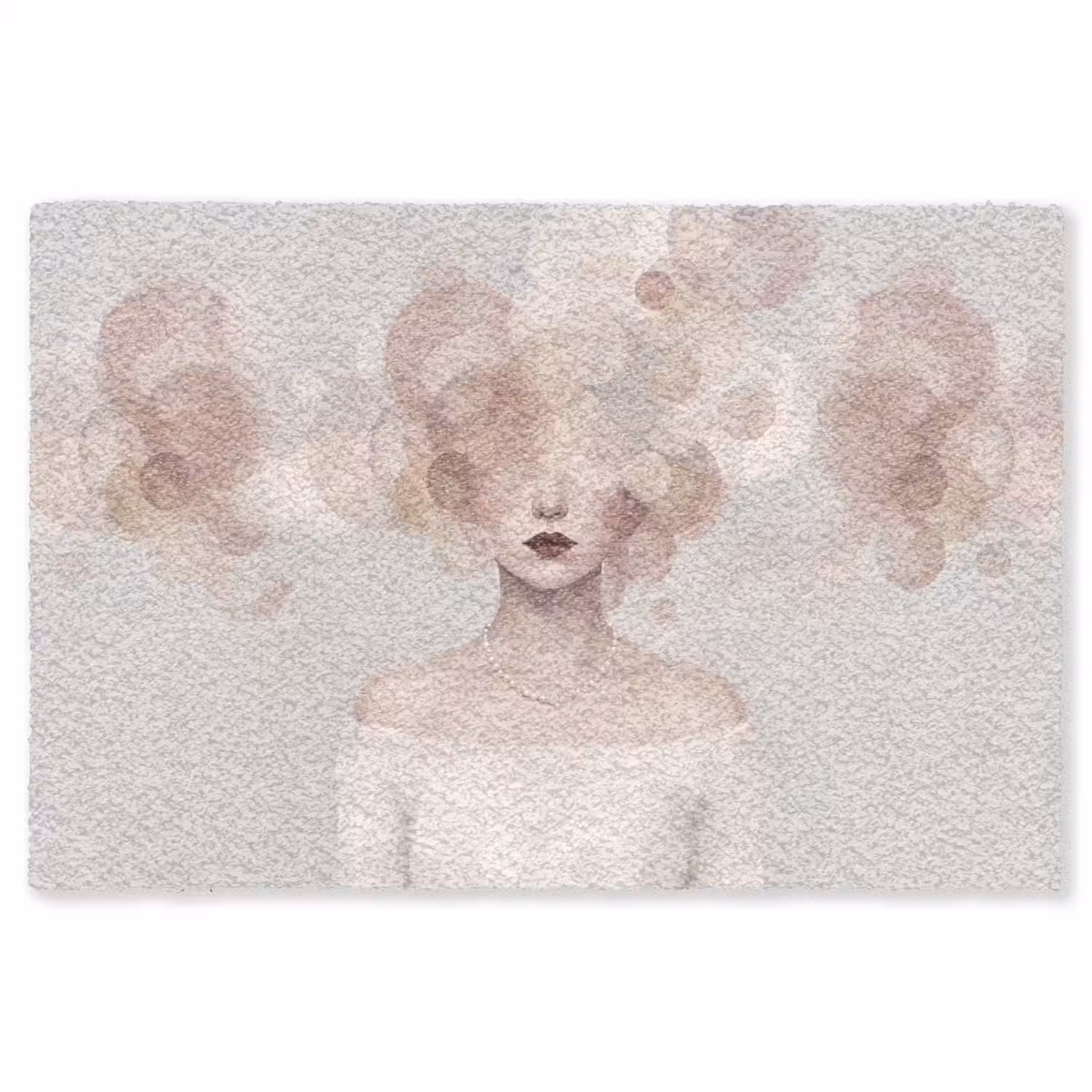 Vrouw - Cirkels - Beige Vloerkleed Rechthoek klein -3d