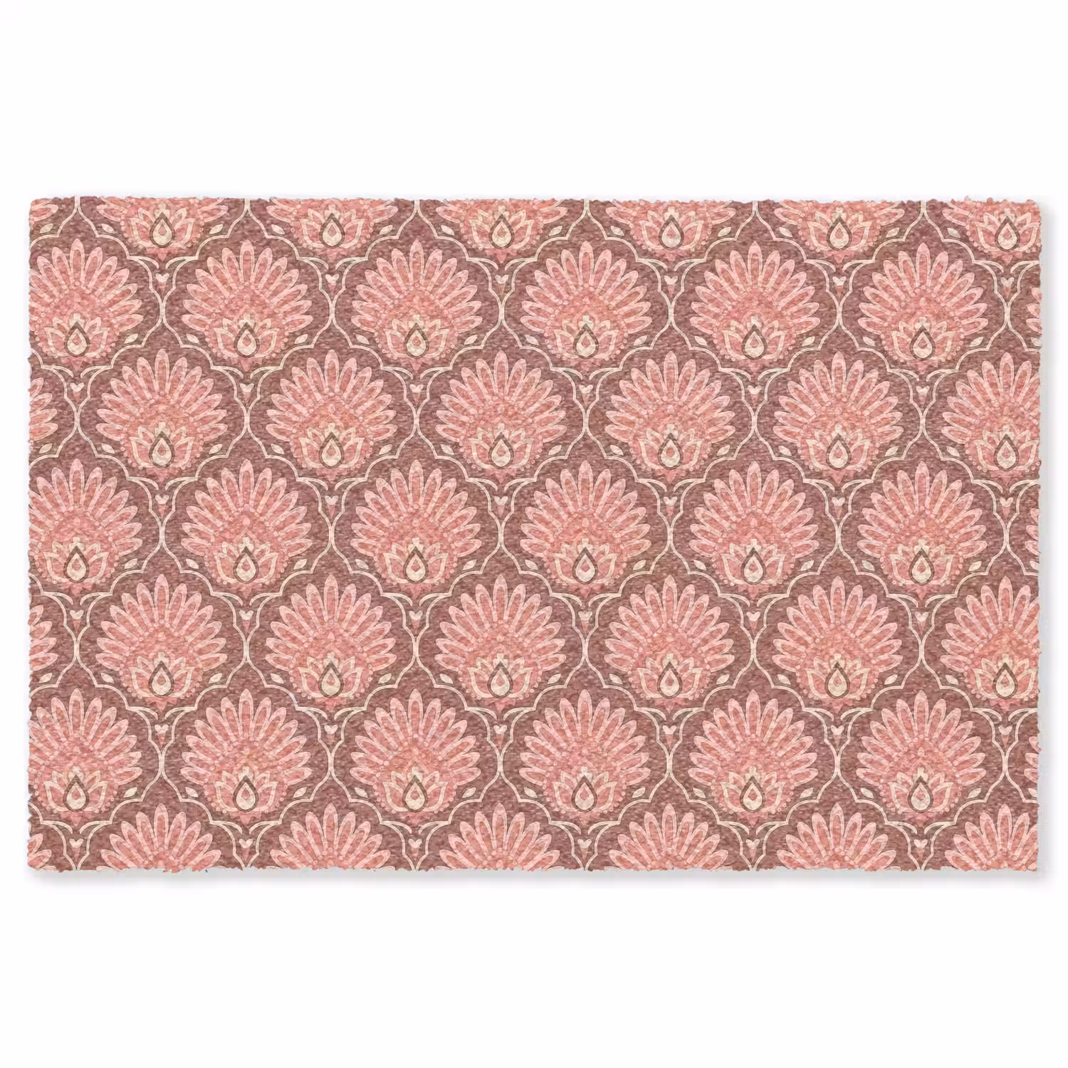 Waaiermotief - Patroon - Roze Vloerkleed Rechthoek klein -3d