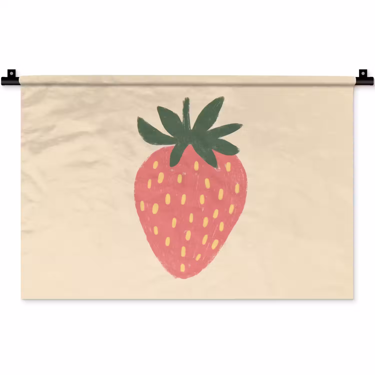Aardbei - Minimalistisch - Rood - Fruit Wandkleed katoen klein -zz3d