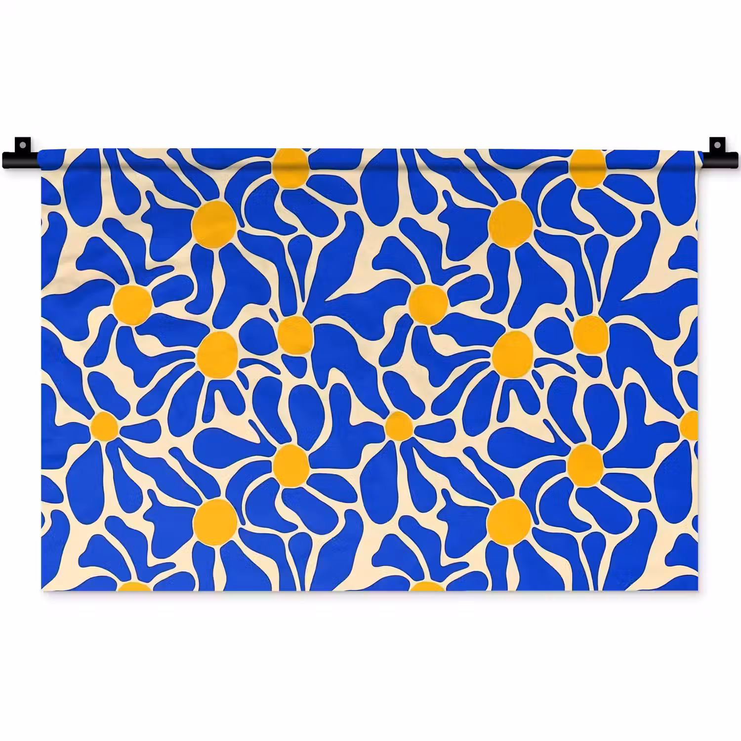 Abstract - Bloem - Blauw Wandkleed katoen klein 269 -zz3d