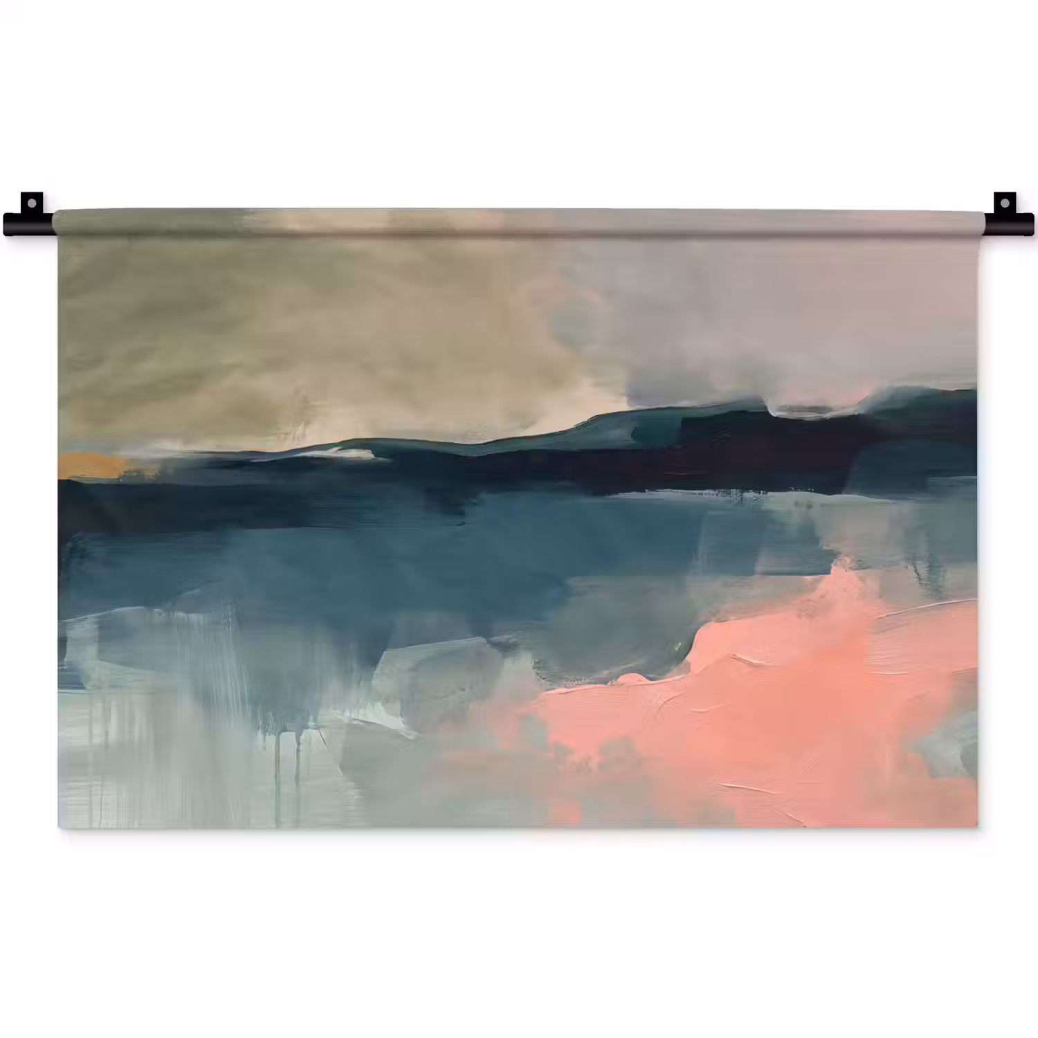 Abstract - Landschap - Kunst - Modern - Groen - Blauw Wandkleed katoen klein -zz3d