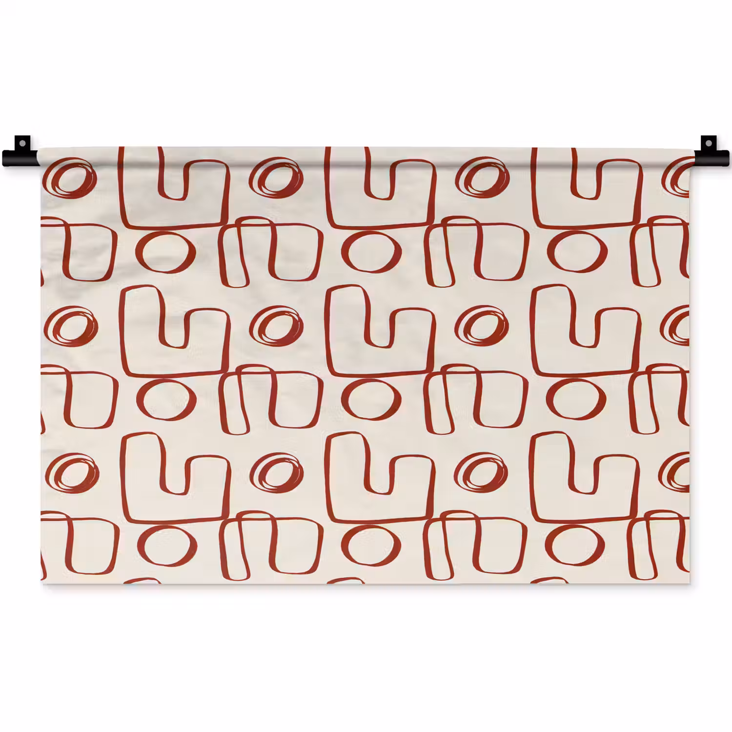 Abstract - Patroon - Beige - Rood Wandkleed katoen klein 269 -zz3d