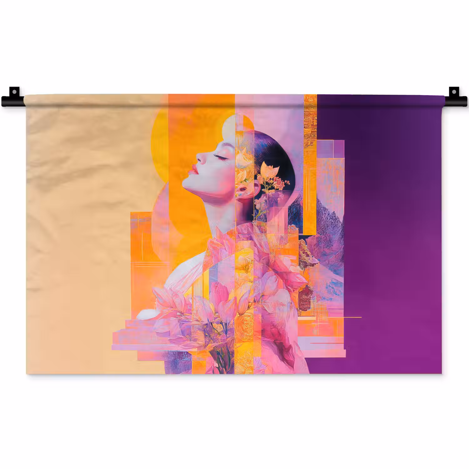 Abstract - Portret - Vrouw - Kleurrijk Wandkleed katoen klein -zz3d