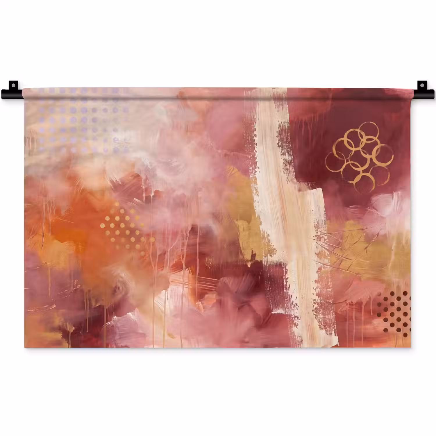 Abstract - Rood - Goud - Modern - Kunst Wandkleed katoen klein -zz3d