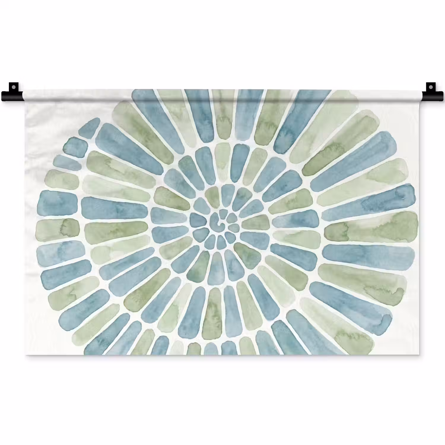 Abstract - Spiraal - Patroon - Modern - Blauw-Groen Wandkleed katoen klein -zz3d