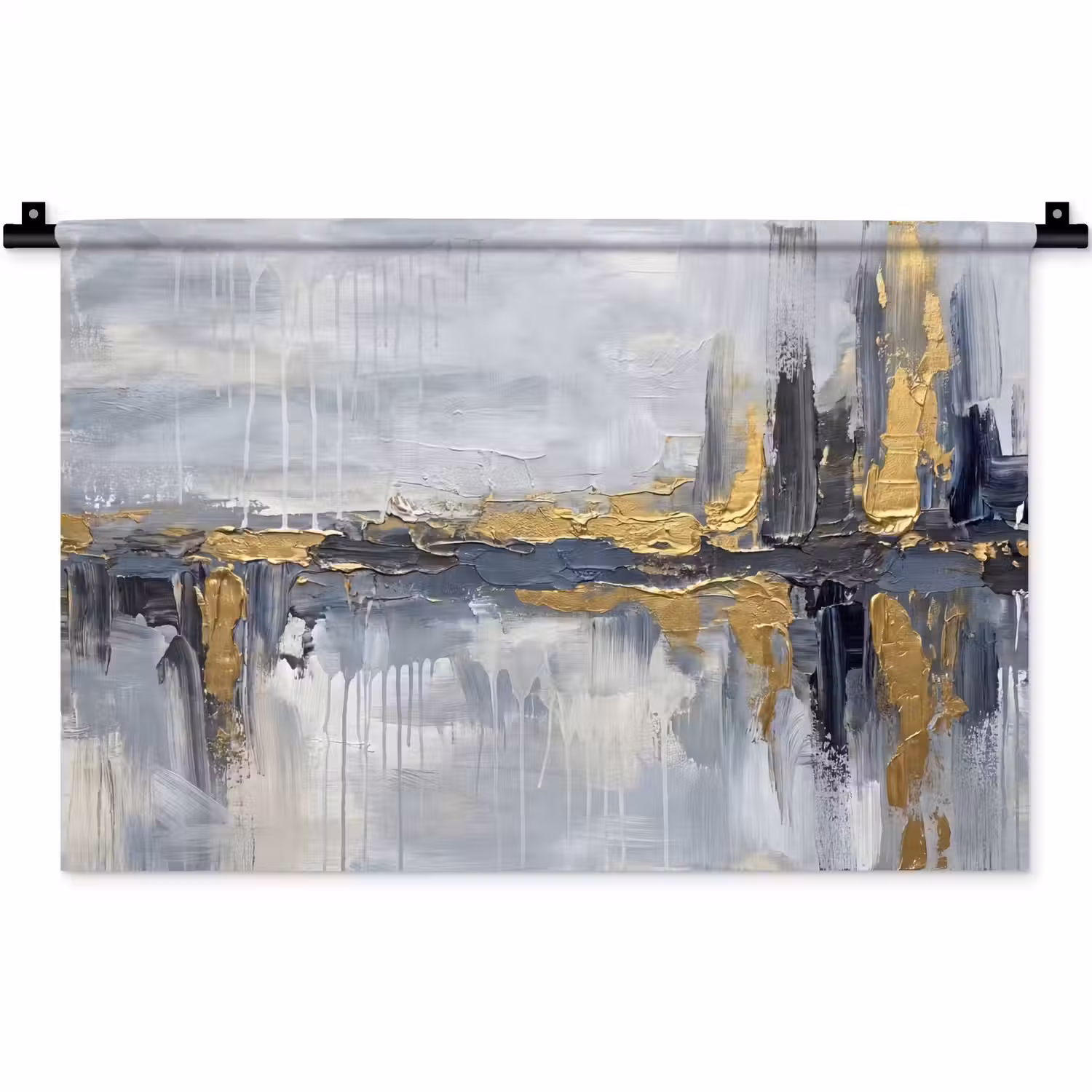 Abstract - Structuur - Goud - Grijs - Modern Wandkleed katoen klein -zz3d