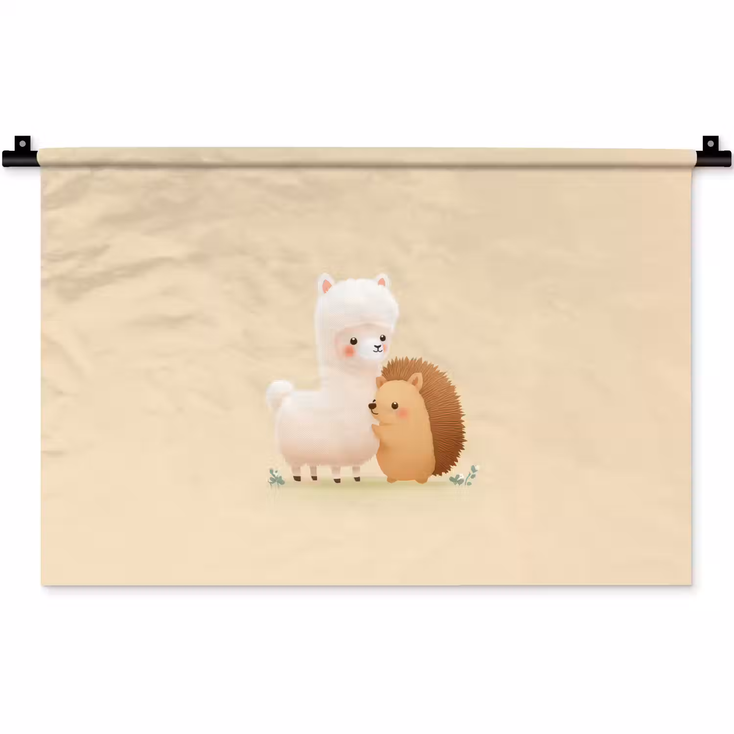 Alpaca - Egel - Bruin - Knuffelen Wandkleed katoen klein -zz3d