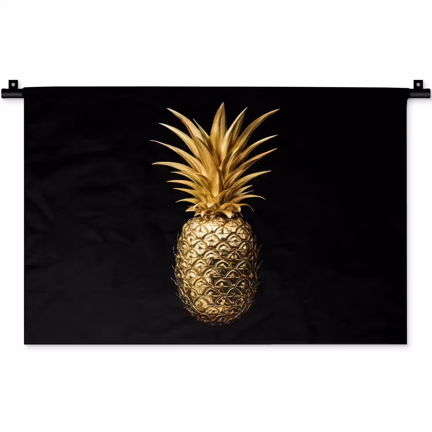 Ananas - Zwart - Goud - Luxe Wandkleed katoen klein -zz3d