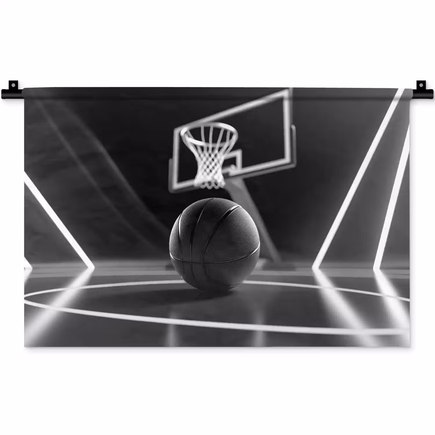 Basketbal - Basketbalveld - Lichtlijnen Wandkleed katoen klein -zz3d
