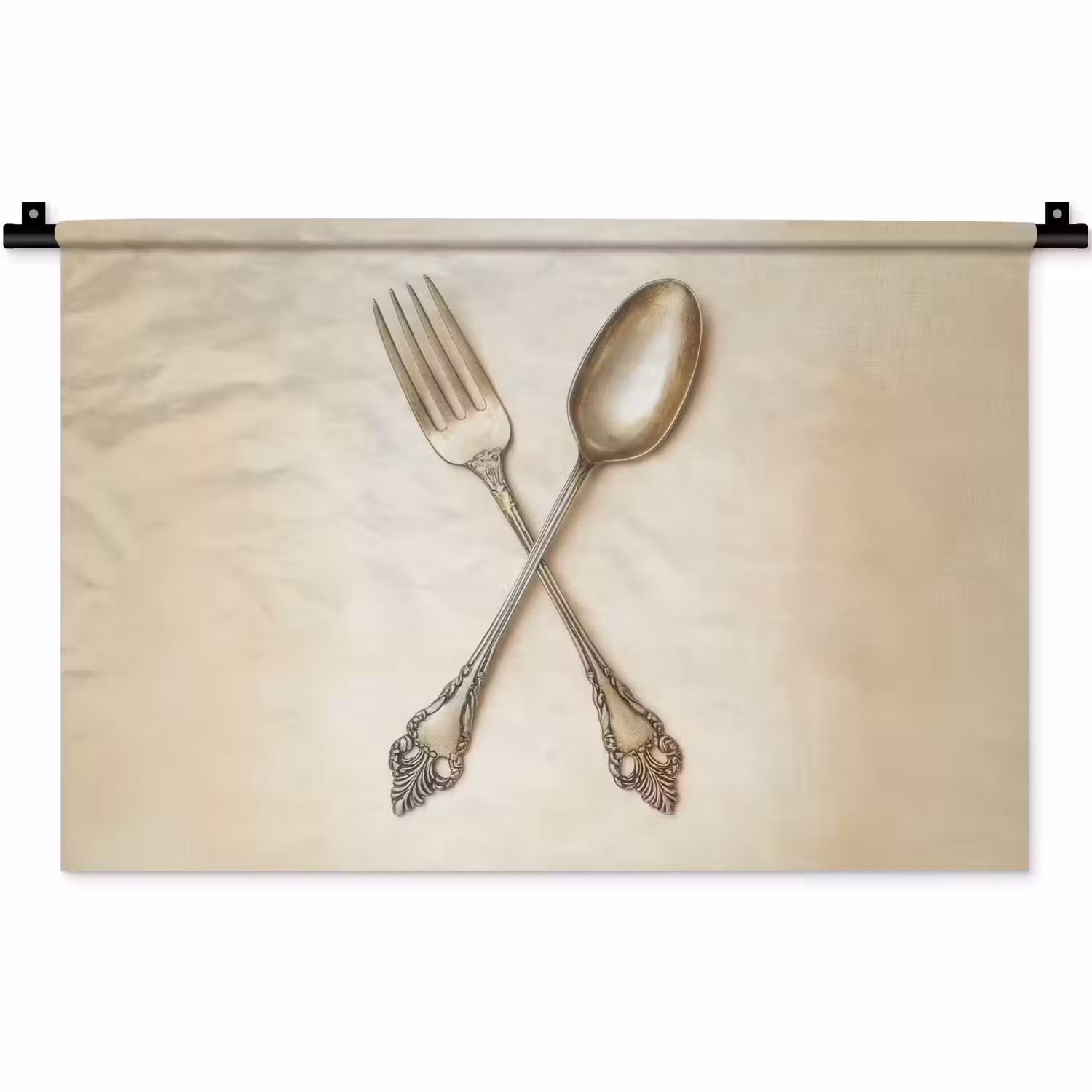 Beige - Vintage - Bestek Wandkleed katoen klein -zz3d