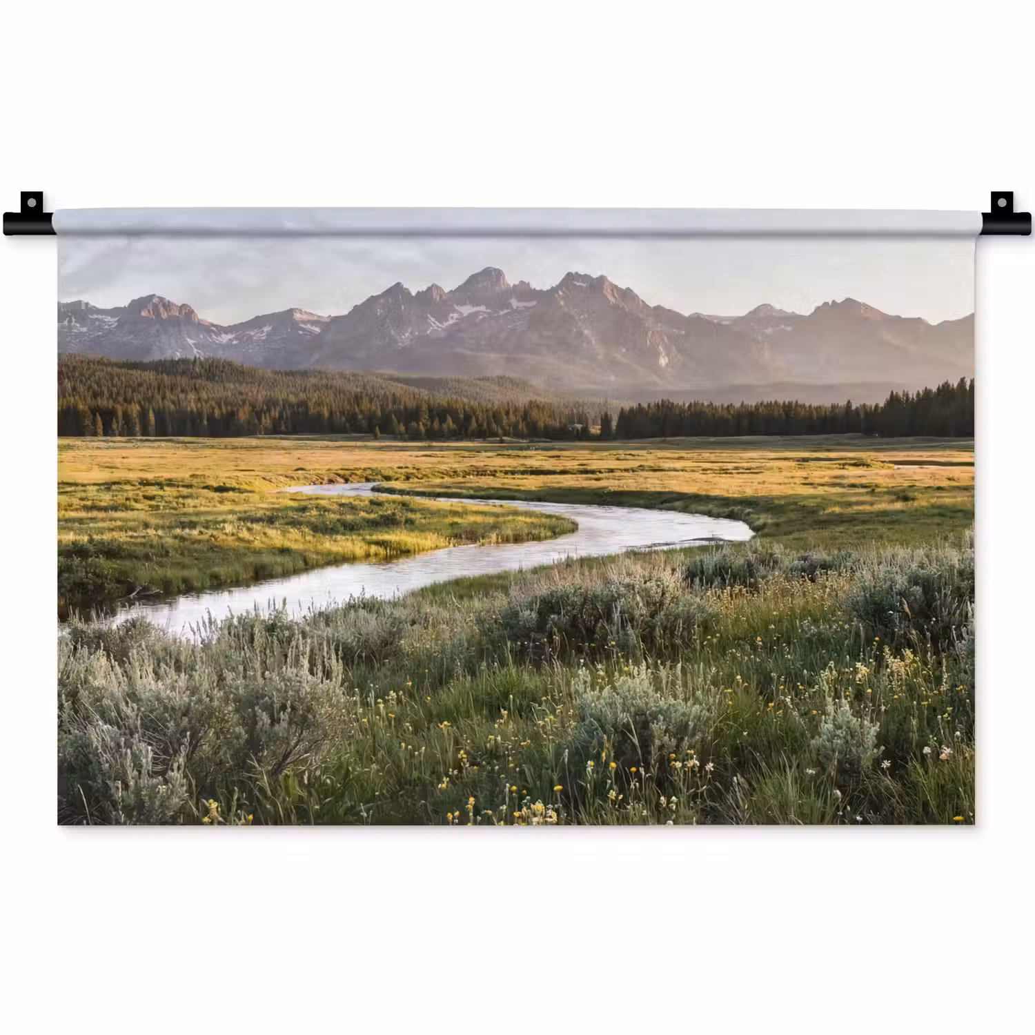 Berglandschap - Rivier - Bos Wandkleed katoen klein -zz3d