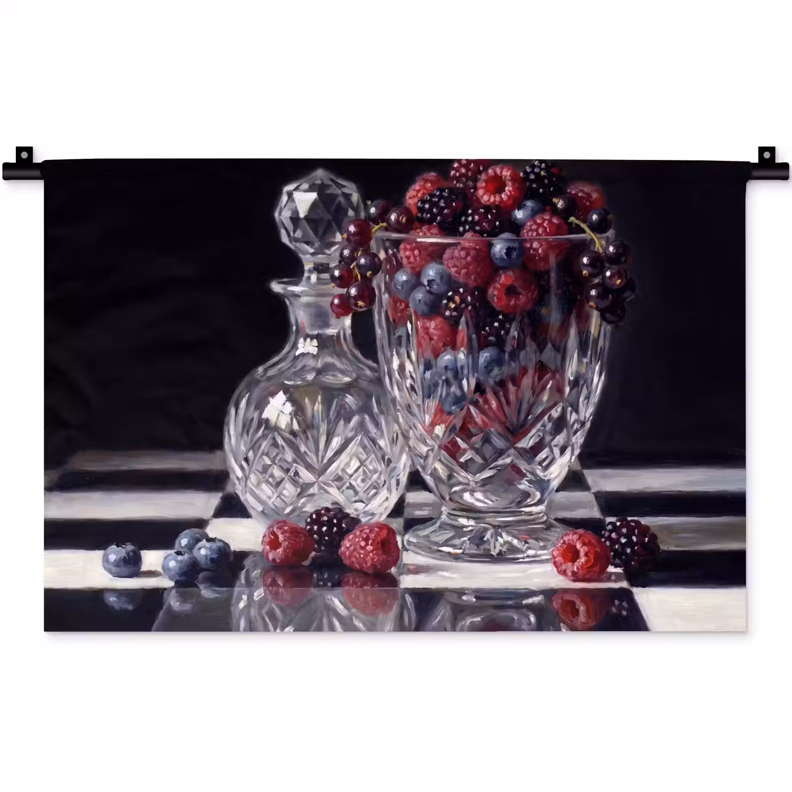 Wandkleed - Bessen - Kristal - Stilleven - Bessen - Kristal - Stilleven Wandkleed katoen klein