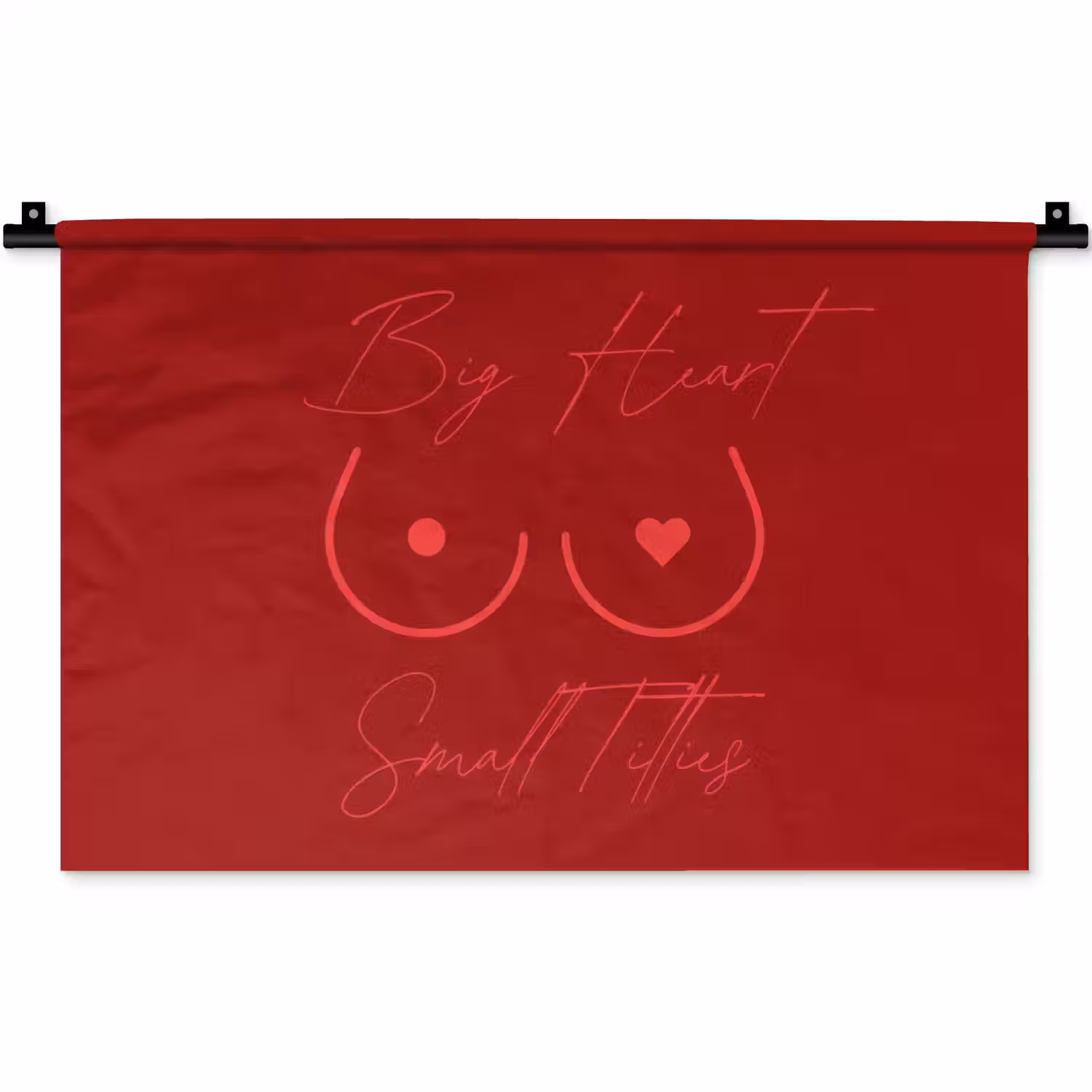 big heart small titties - Hart - Rood Wandkleed katoen klein -zz3d