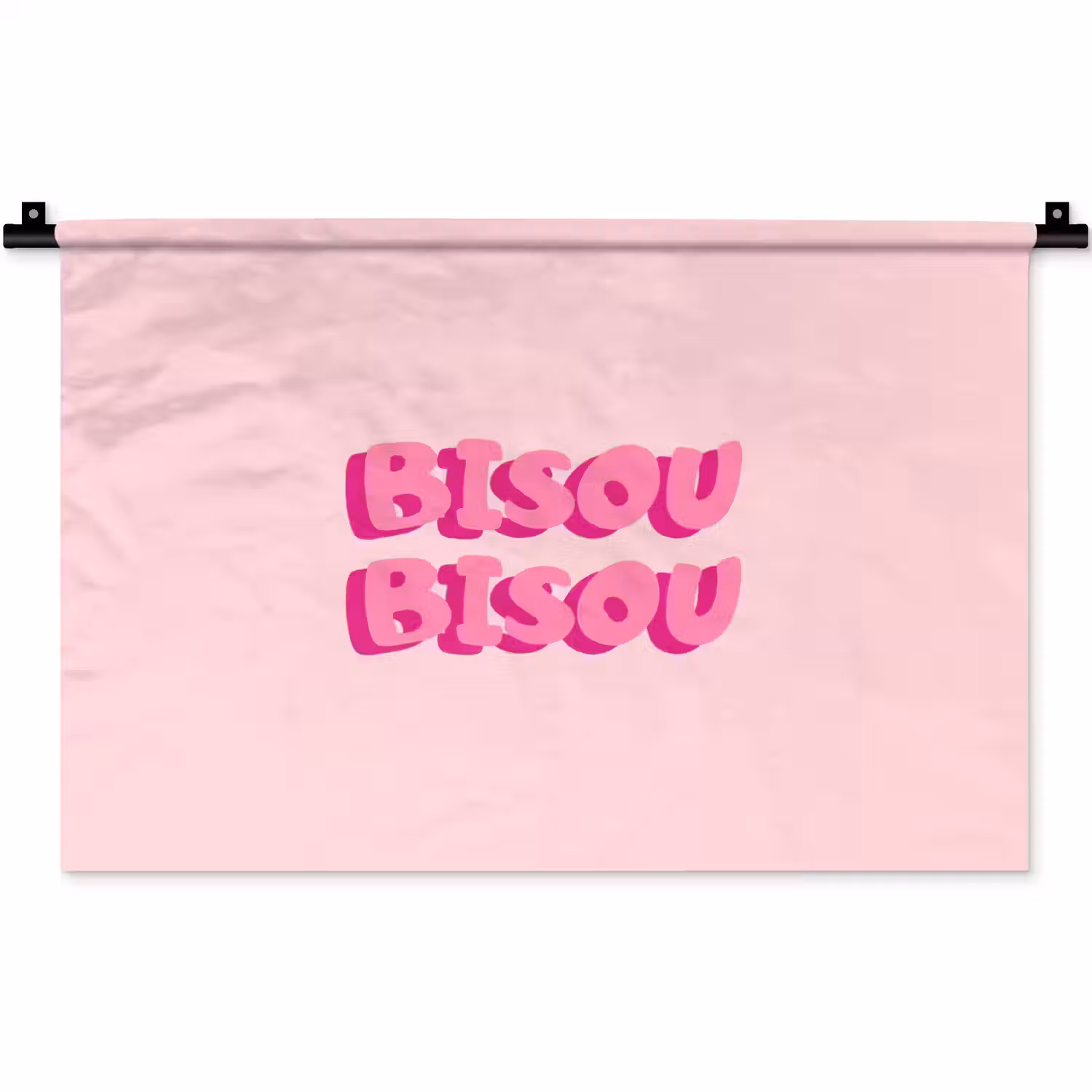 Bisou - Roze - Dikke letters Wandkleed katoen klein -zz3d