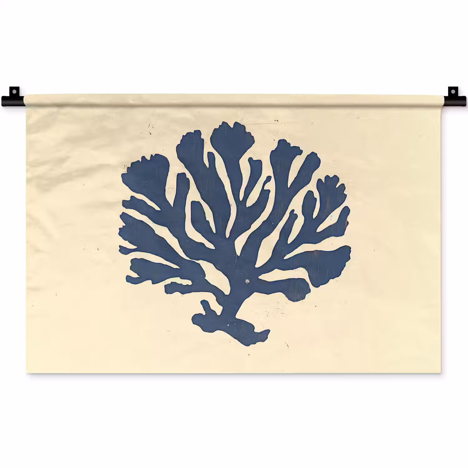 Blauw koraal - Vertakkingen - Beige Wandkleed katoen klein -zz3d