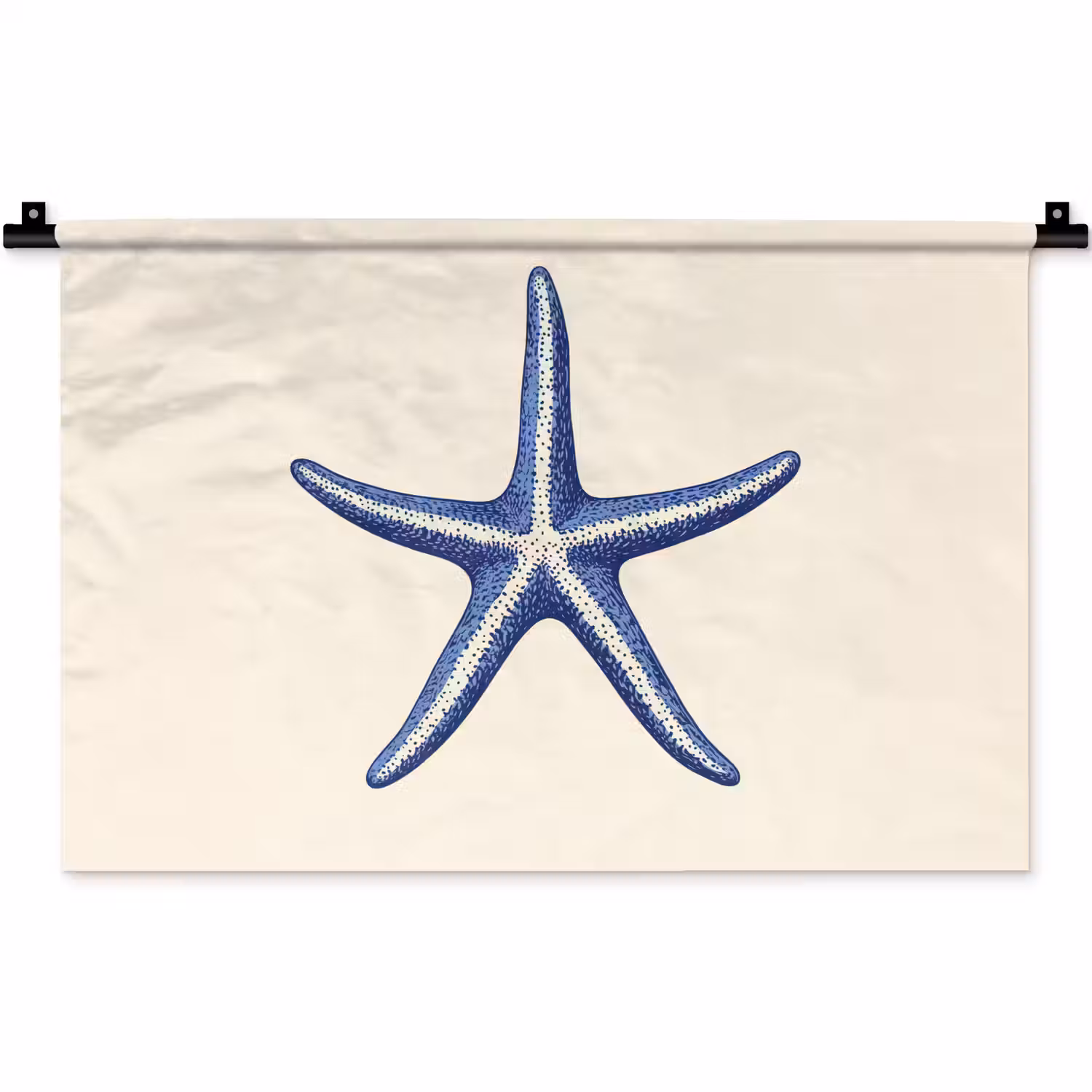 Blauwe zeester - Minimalistisch - Beige Wandkleed katoen klein -zz3d