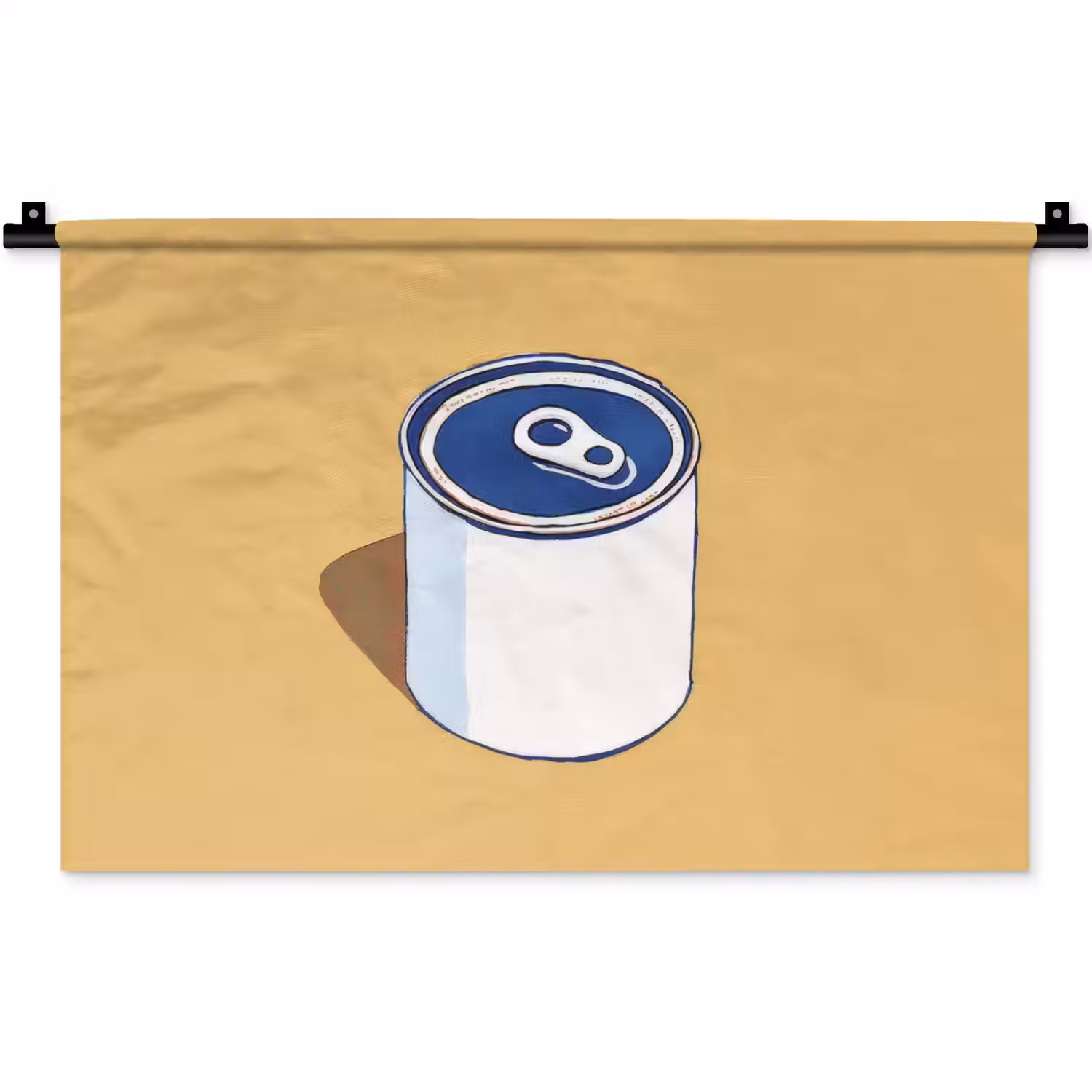 Blikje - Minimalistisch - Blauw - Illustratie Wandkleed katoen klein -zz3d