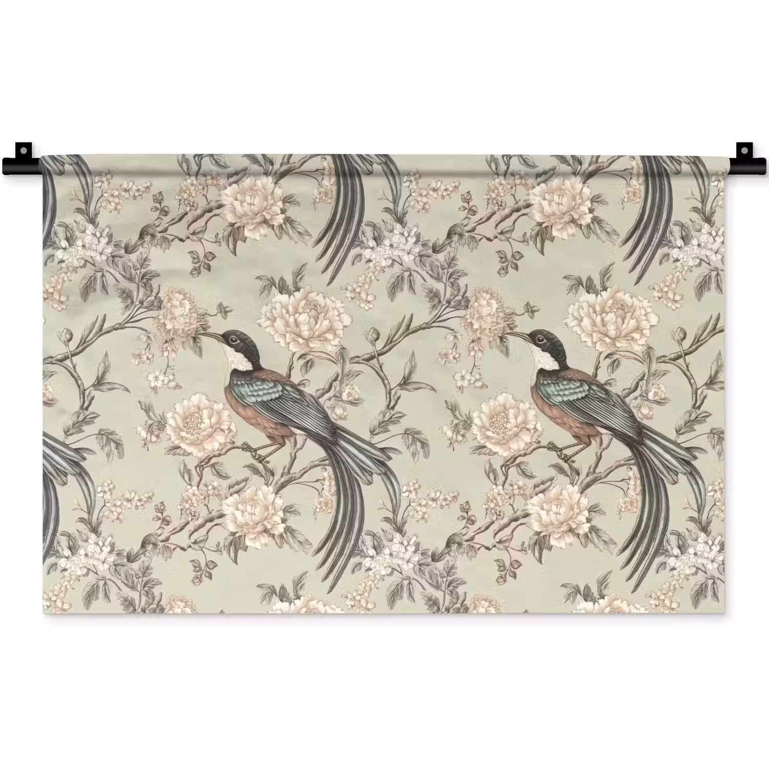 Bloem - Vogel - Kleurrijk Wandkleed katoen klein 269 -zz3d