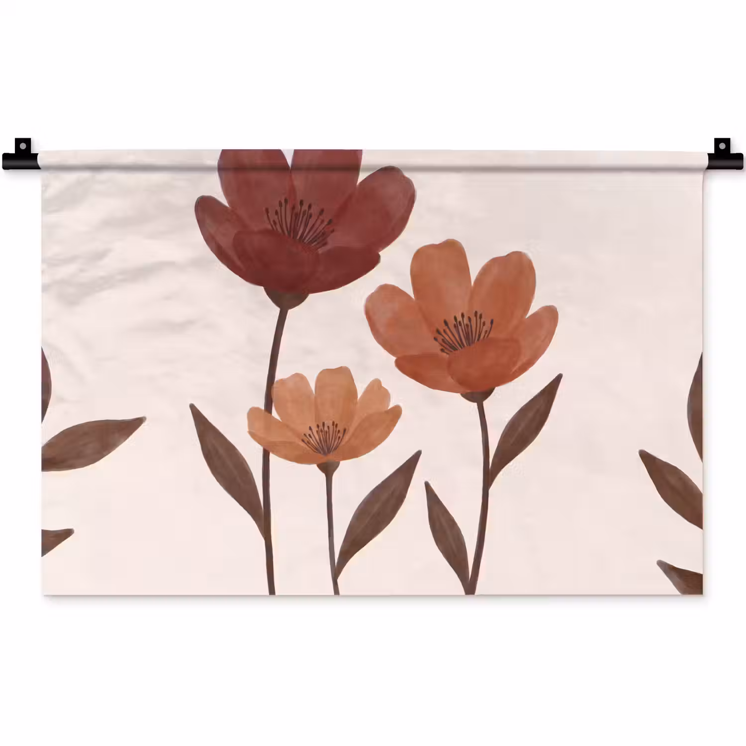 Bloemen - Abstract - Modern - Bruin - Decoratief Wandkleed katoen klein -zz3d