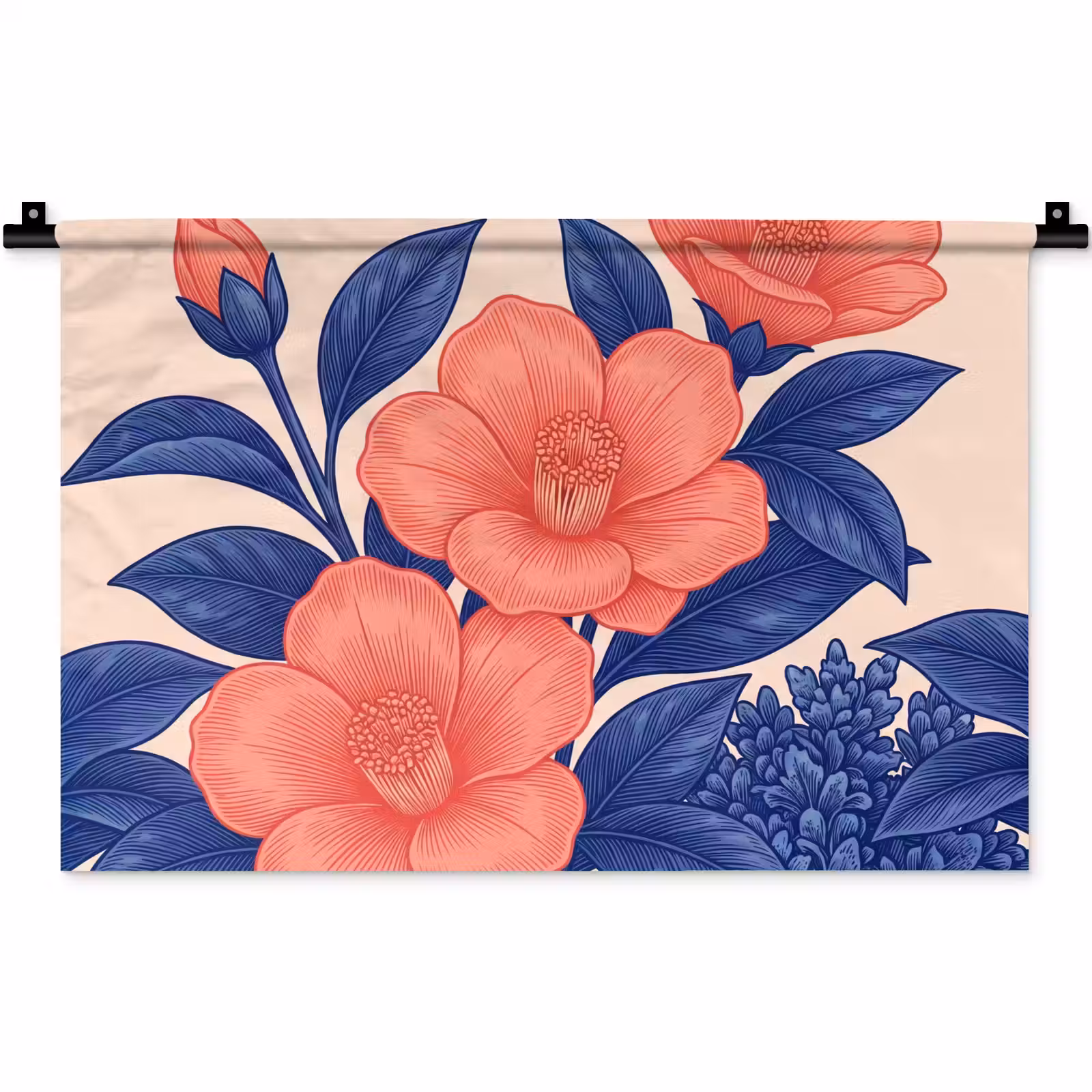 Wandkleed - Bloemen - Bladeren - Botanisch - Bloemen - Bladeren - Botanisch Wandkleed katoen klein