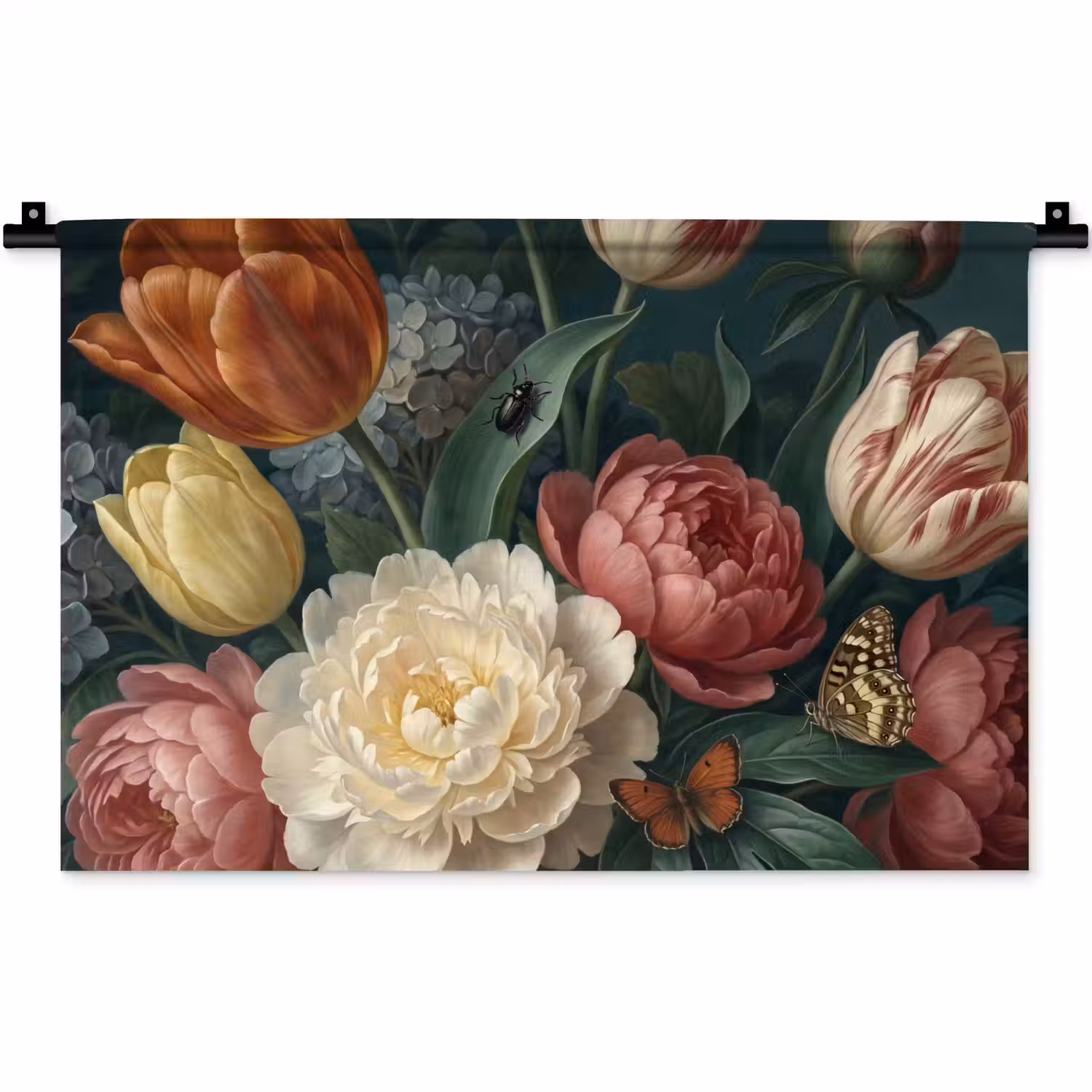 Bloemen - Boeket - Natuur - Klassiek - Donker Wandkleed katoen klein -zz3d