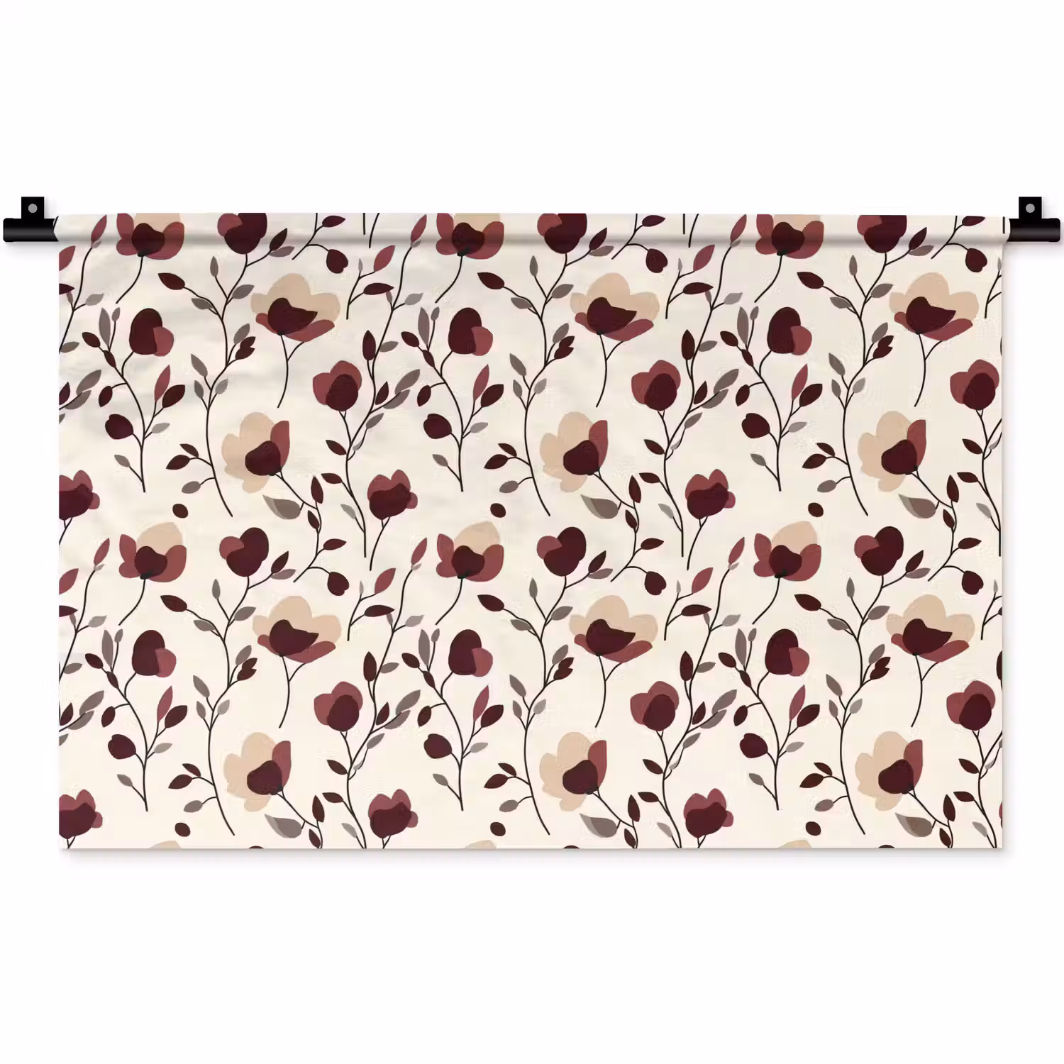Bloemen - Botanisch - Bordeaux Wandkleed katoen klein 269 -zz3d