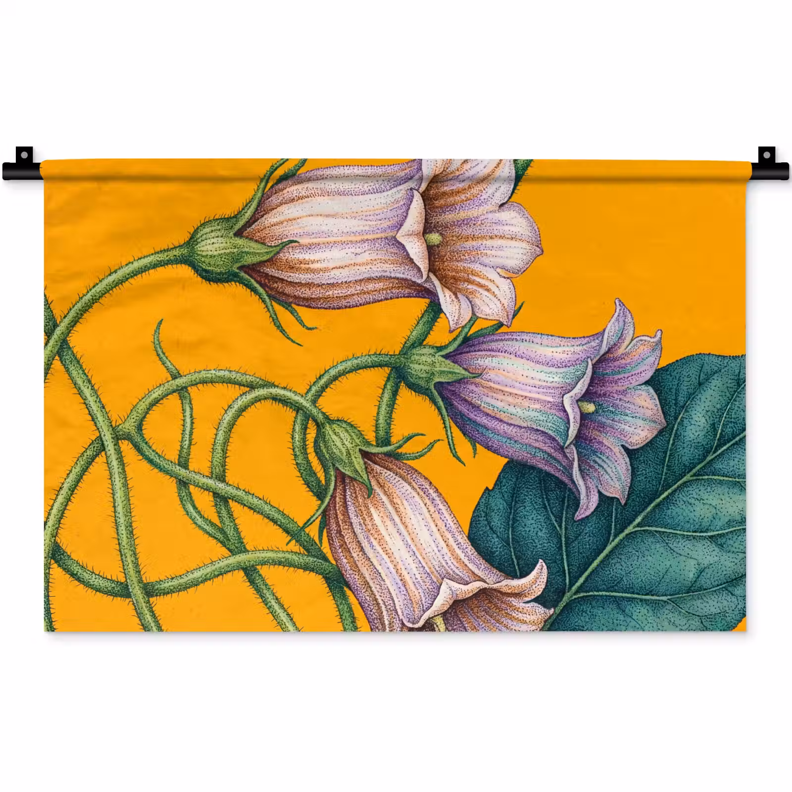 Wandkleed - Bloemen - Botanisch - Geel - Bloemen - Botanisch - Geel Wandkleed katoen klein
