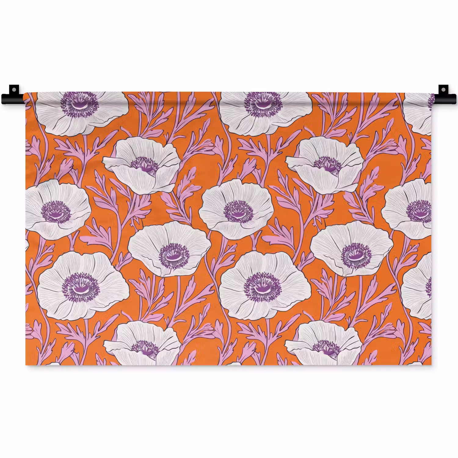 Bloemen - Grafisch - Oranje Wandkleed katoen klein 269 -zz3d