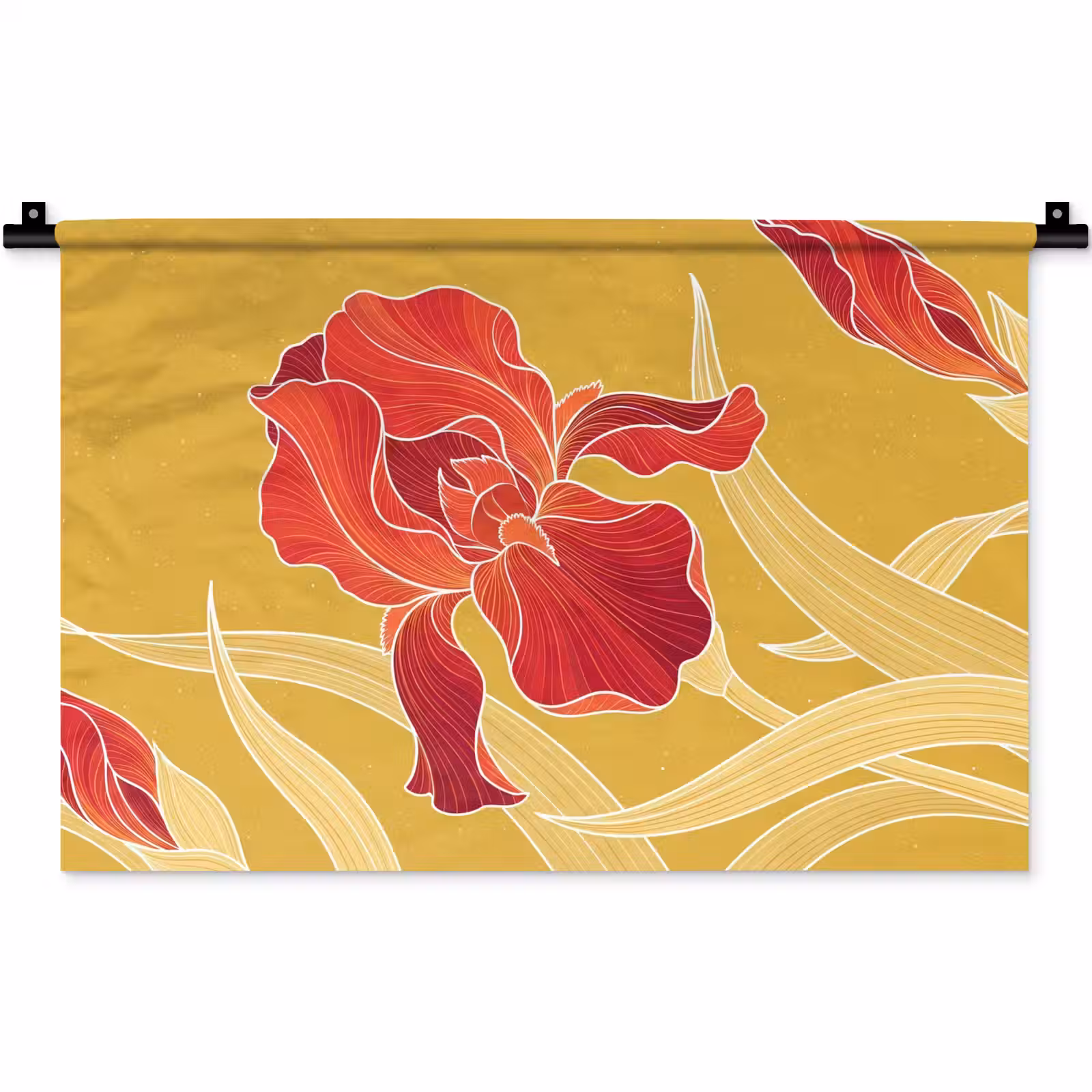 Wandkleed - Bloemen - Illustratie - Rood - Bloemen - Illustratie - Rood Wandkleed katoen klein