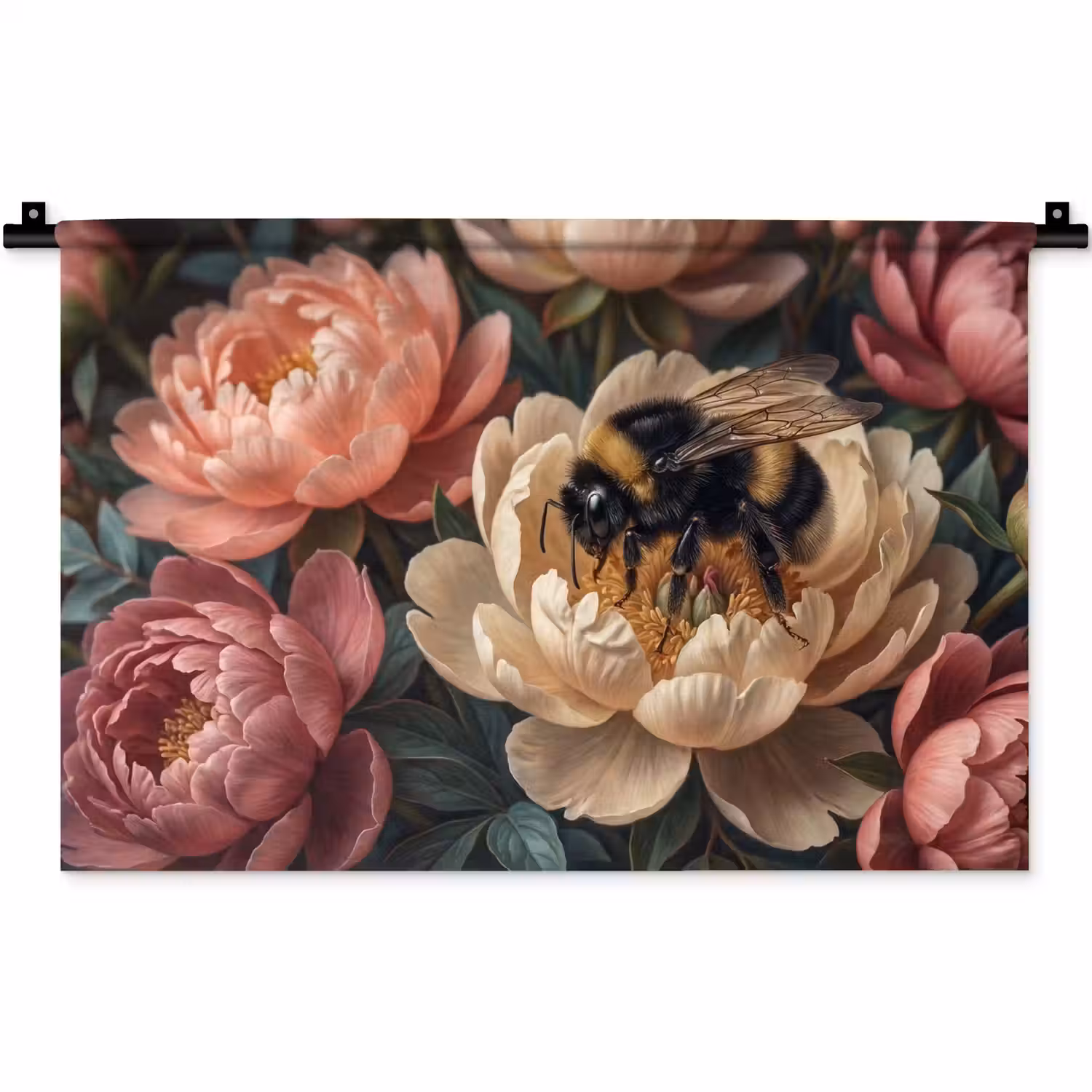 Bloemen - Insect - Natuur - Roze Wandkleed katoen klein -zz3d
