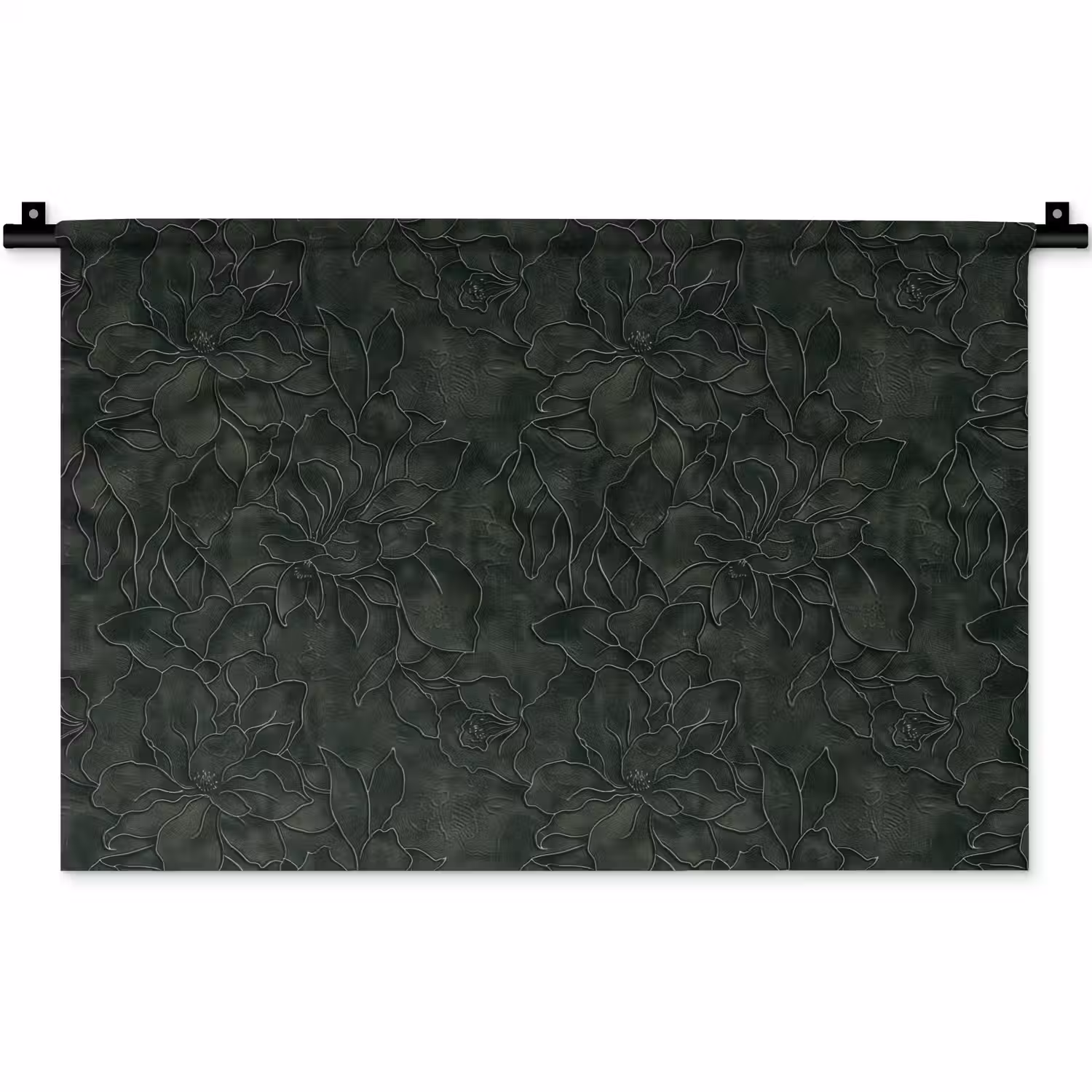 Bloemen - Lijnen - Groen Wandkleed katoen klein 269 -zz3d