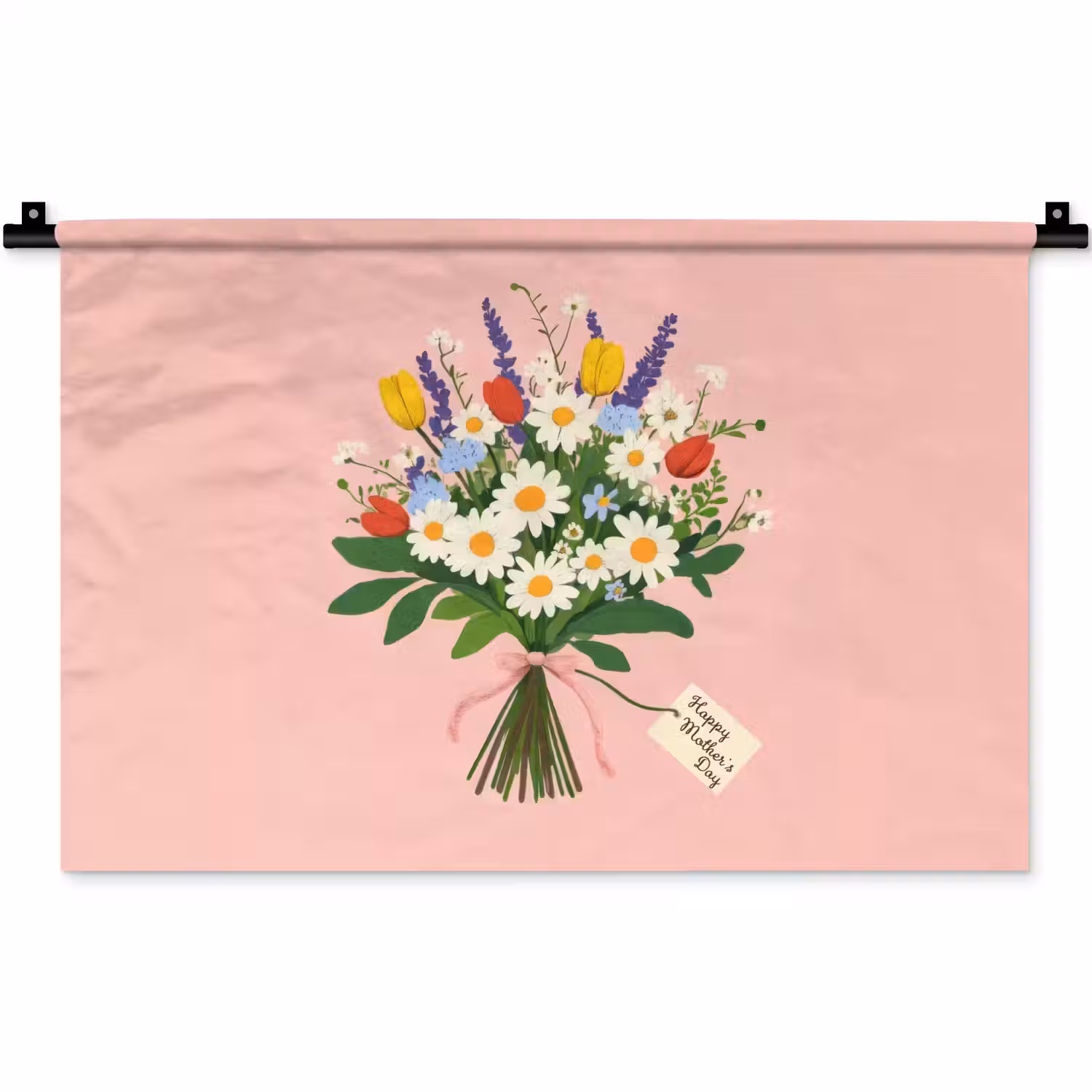 Bloemen - Lint - Kaartje Wandkleed katoen klein -zz3d