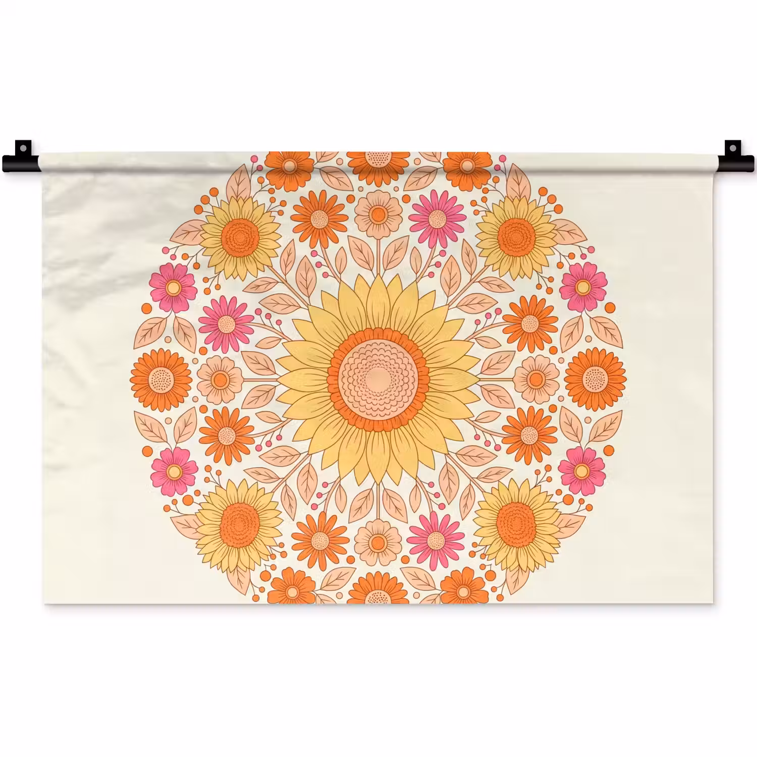 Bloemen - Mandala - Patroon - Kleurrijk Wandkleed katoen klein -zz3d