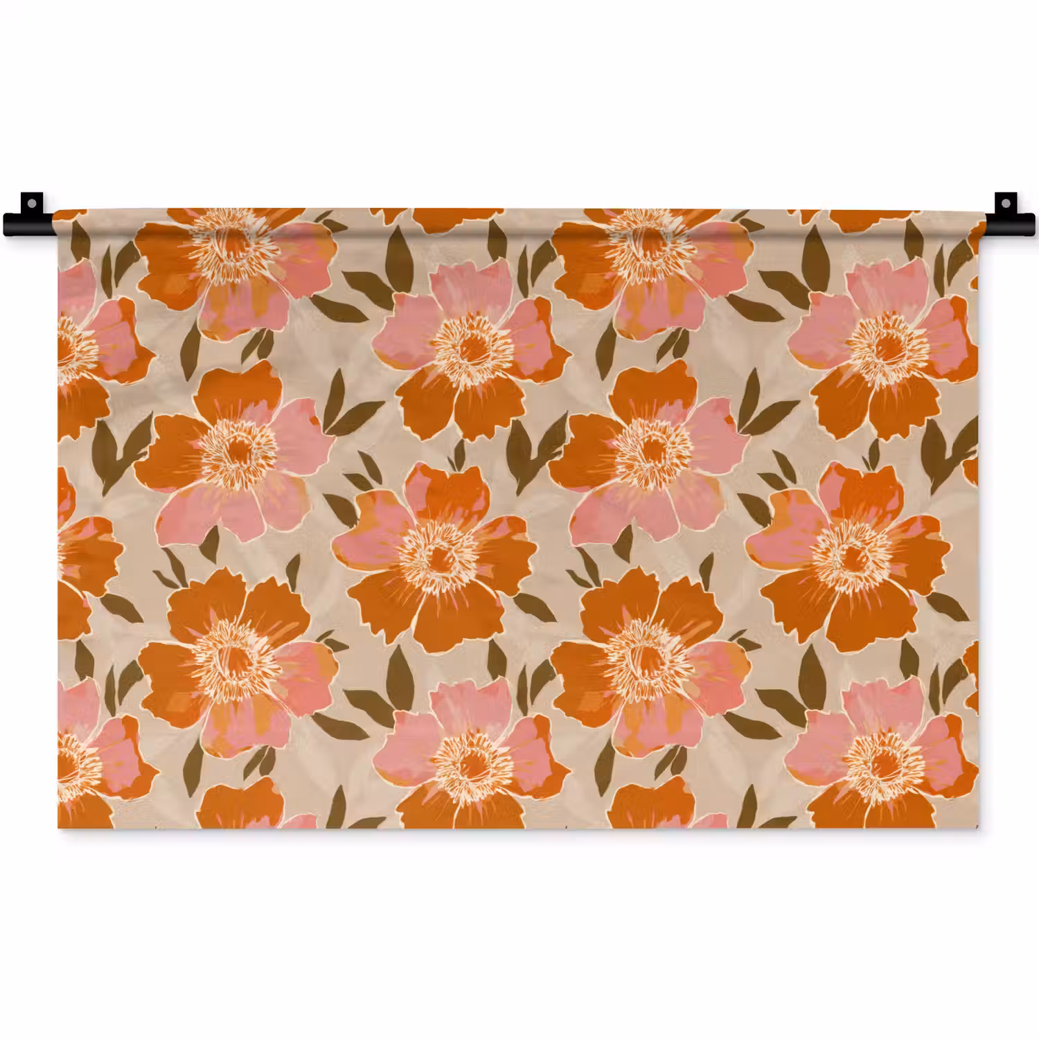 Bloemen - Motief - Retro Wandkleed katoen klein 269 -zz3d