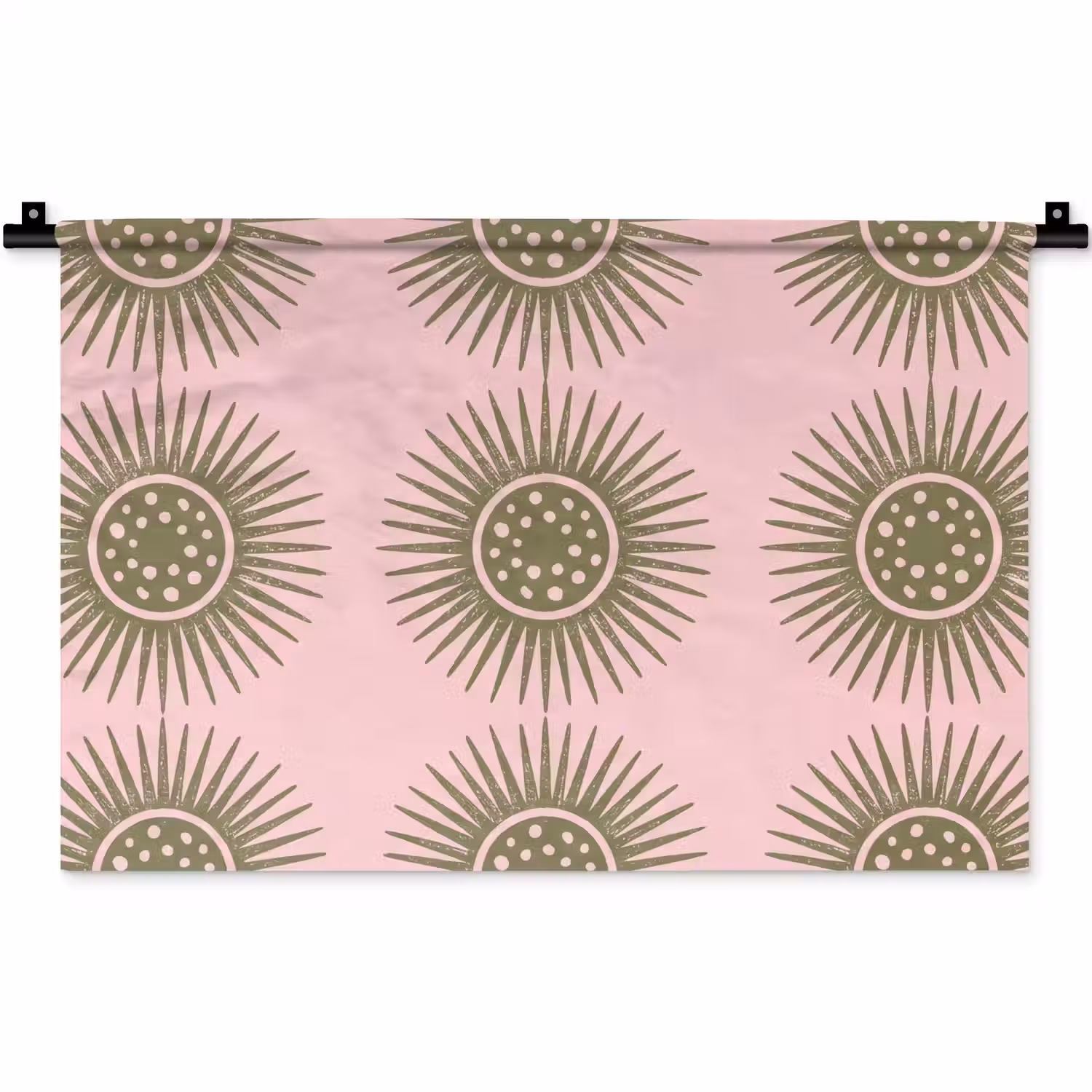 Bloemen - Patroon - Abstract - Roze - Groen Wandkleed katoen klein -zz3d