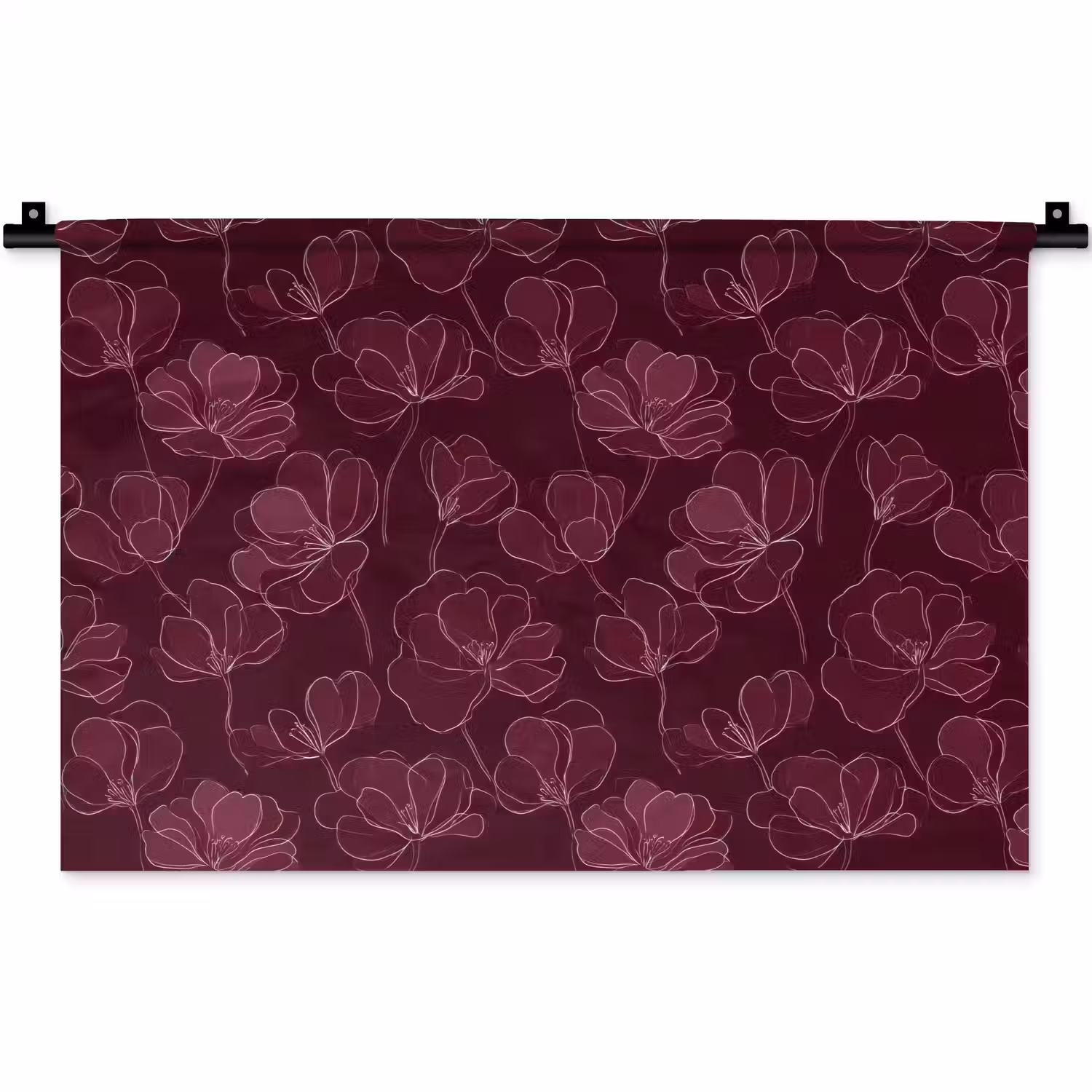 Bloemen - Patroon - Bordeauxrood Wandkleed katoen klein 269 -zz3d