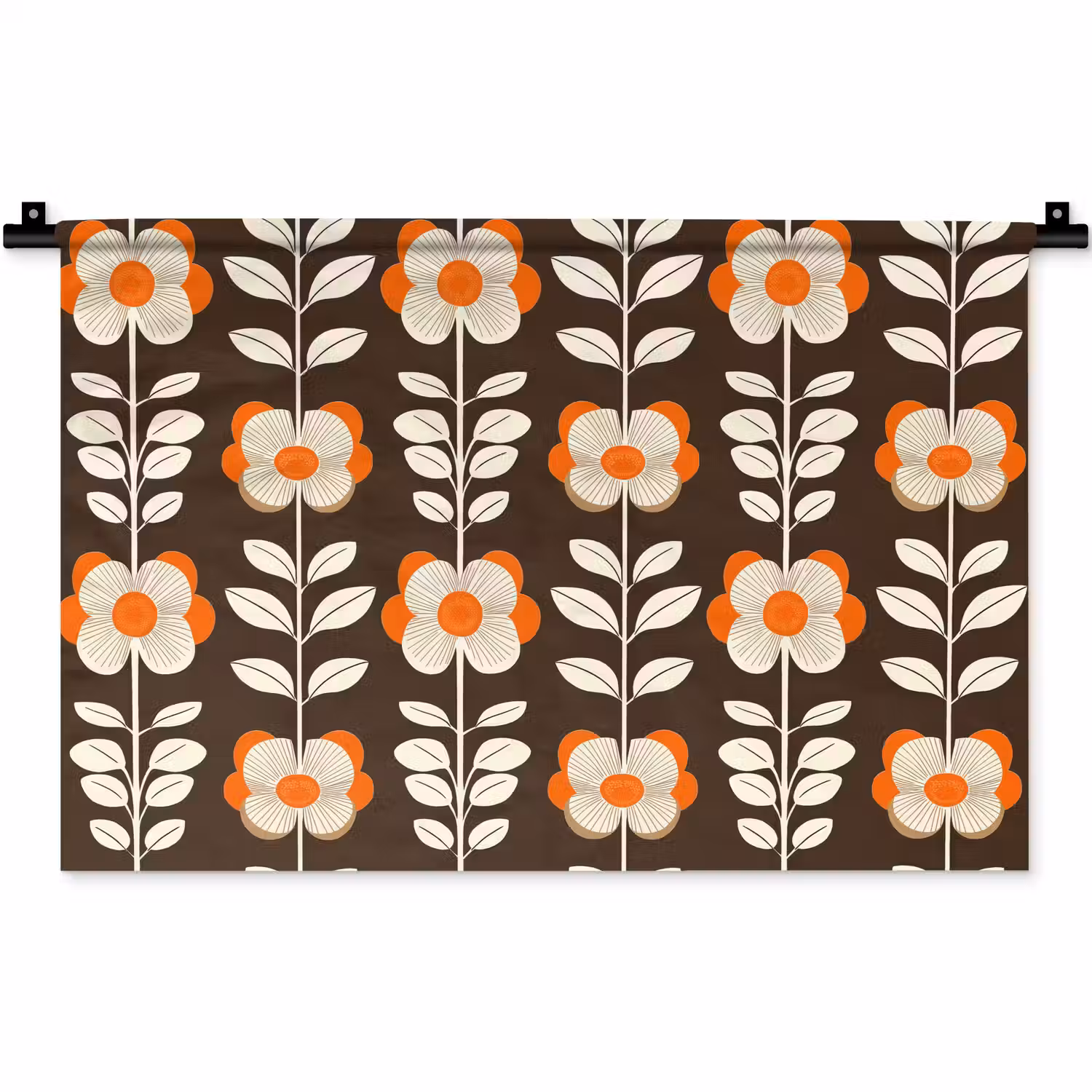 Bloemen - Retro - Bruin Wandkleed katoen klein 269 -zz3d