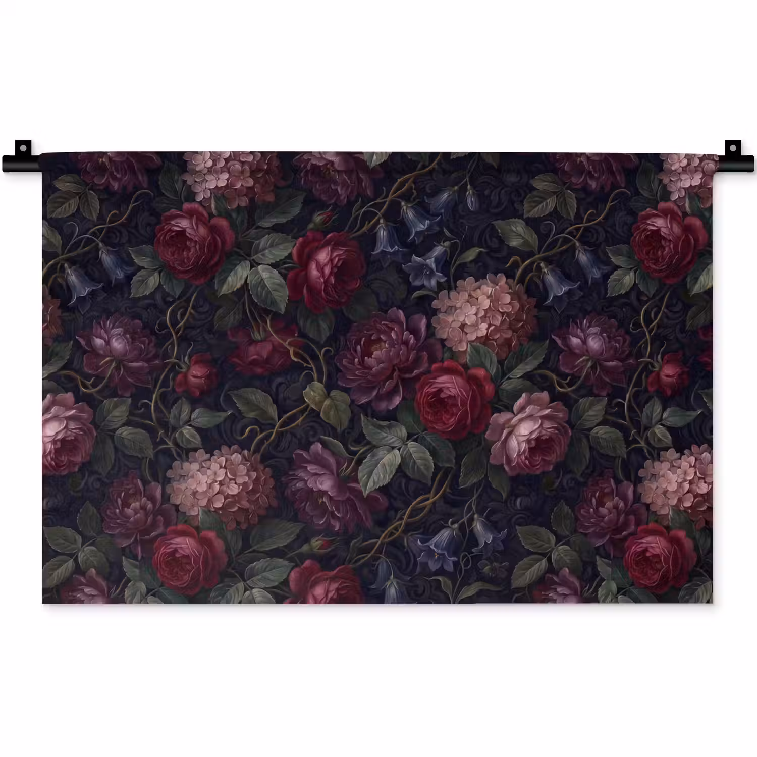 Bloemen - Rood - Klassiek - Donker - Patroon Wandkleed katoen klein -zz3d