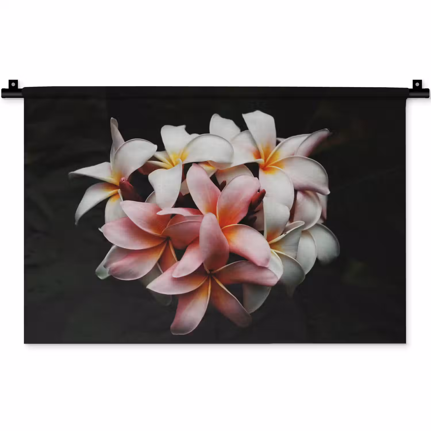 Bloemen - Roze - Zwart - Flora - Botanisch Wandkleed katoen klein -zz3d