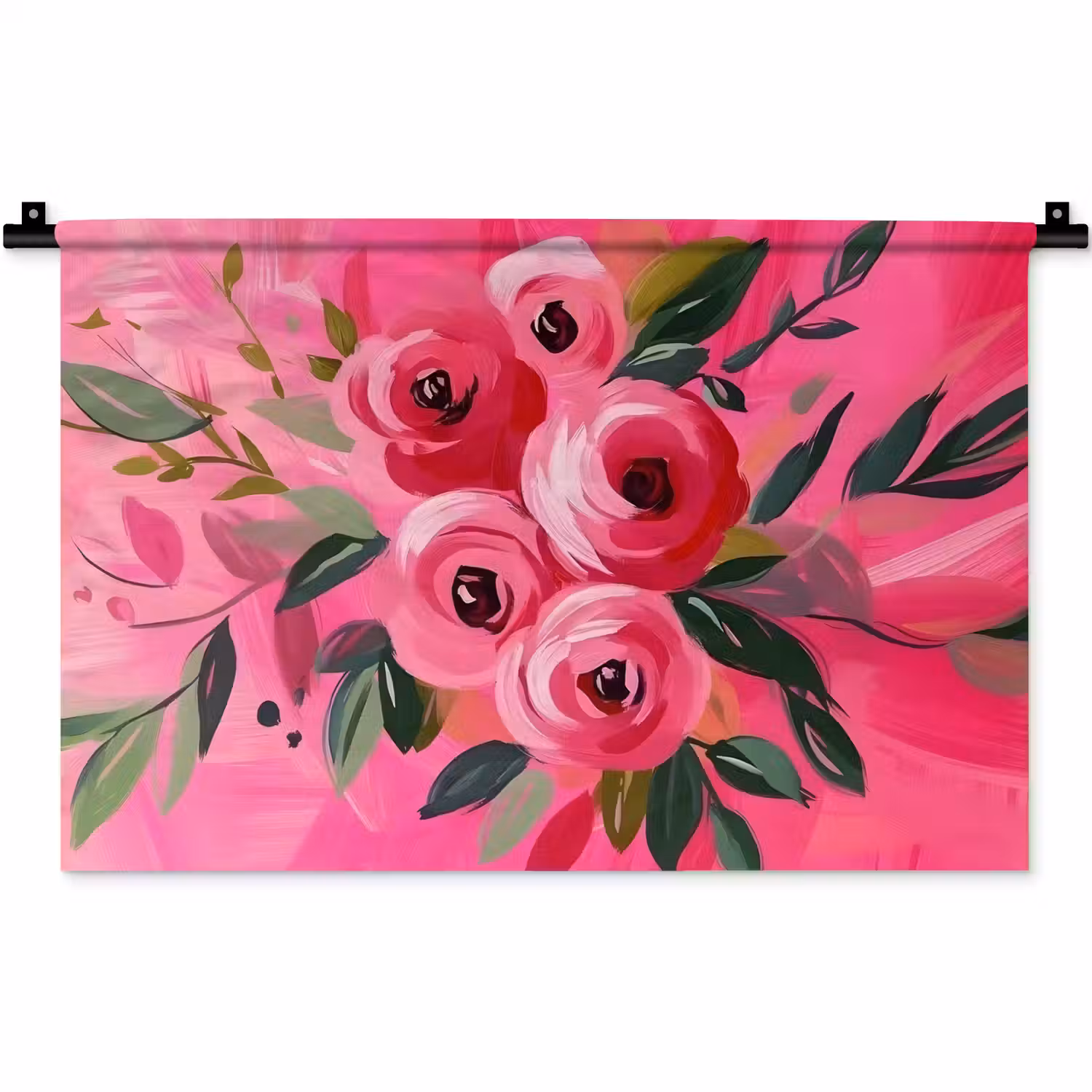 Bloemen - Verf - Roze Wandkleed katoen klein -zz3d