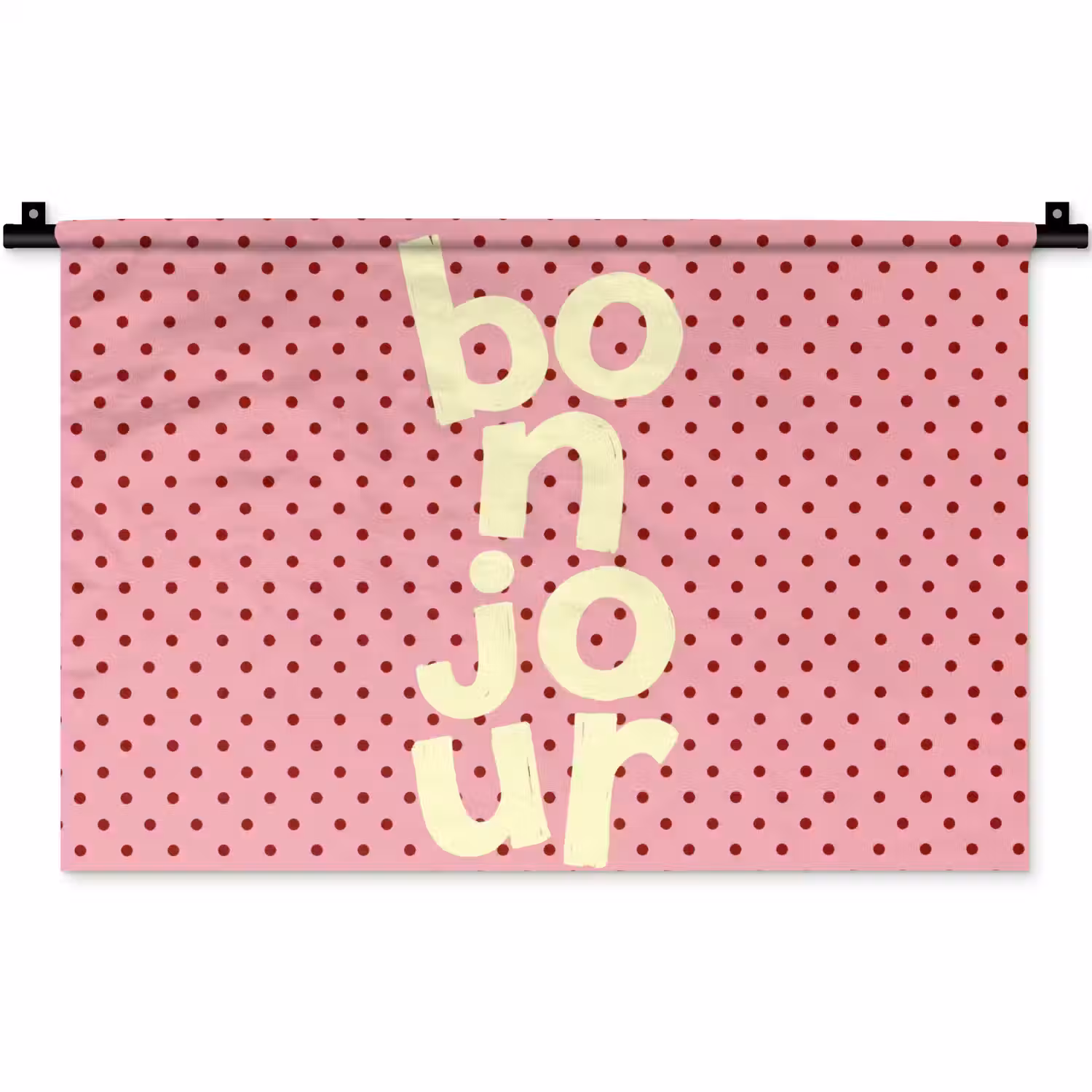 Bonjour - Stippen - Roze- Geel Wandkleed katoen klein -zz3d