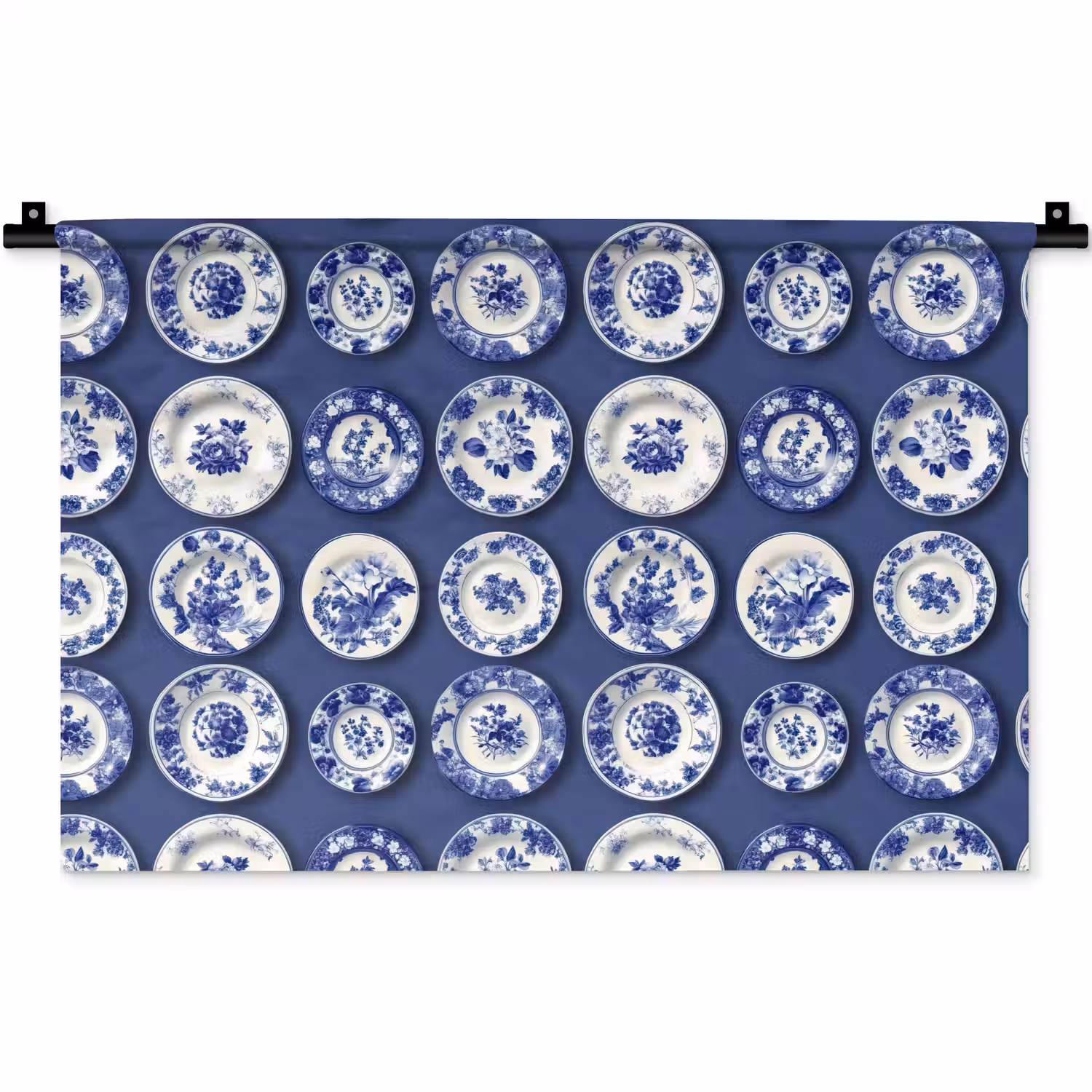 Borden - Floraal - Blauw Wandkleed katoen klein 269 -zz3d