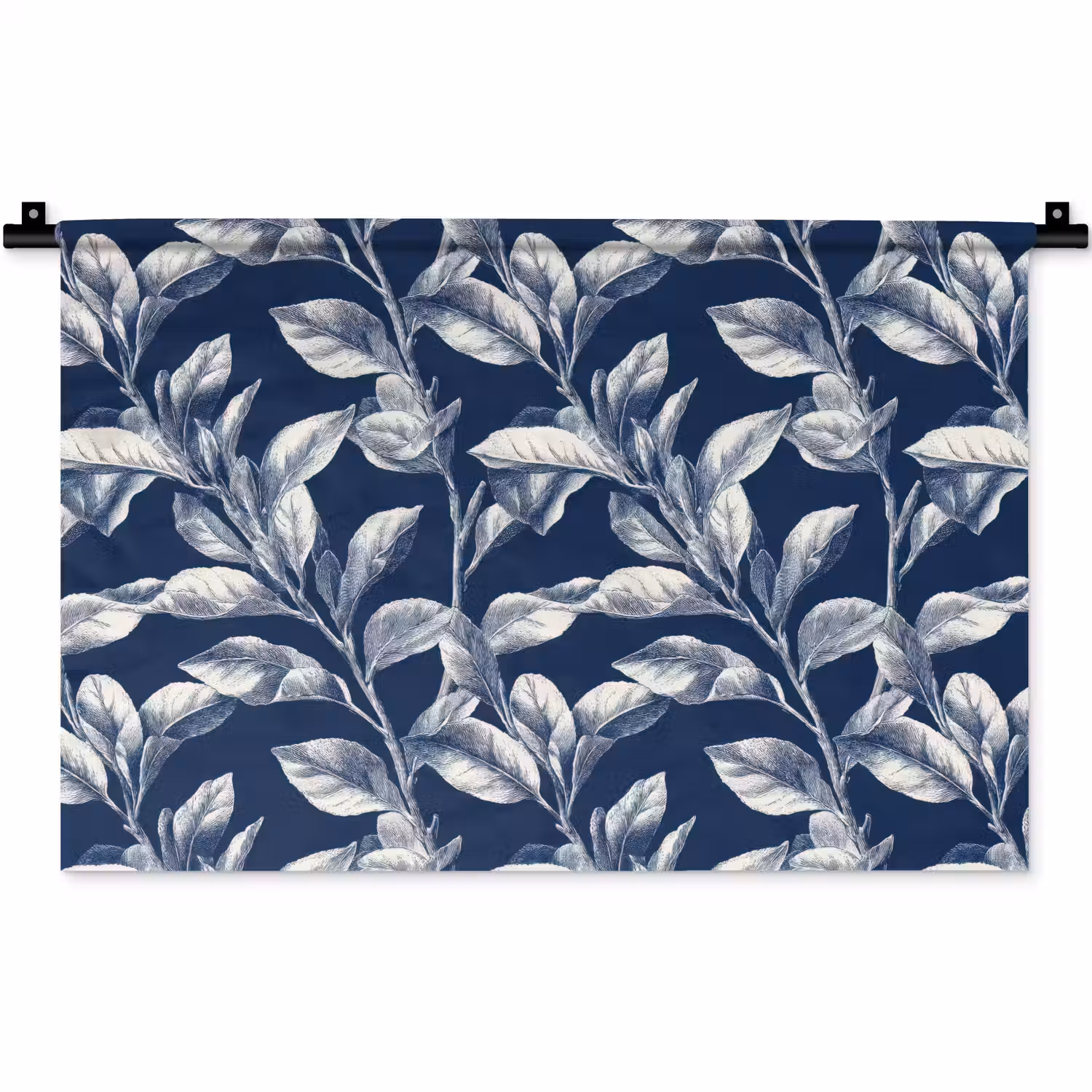 Botanisch - Patroon - Blauw Wandkleed katoen klein 269 -zz3d